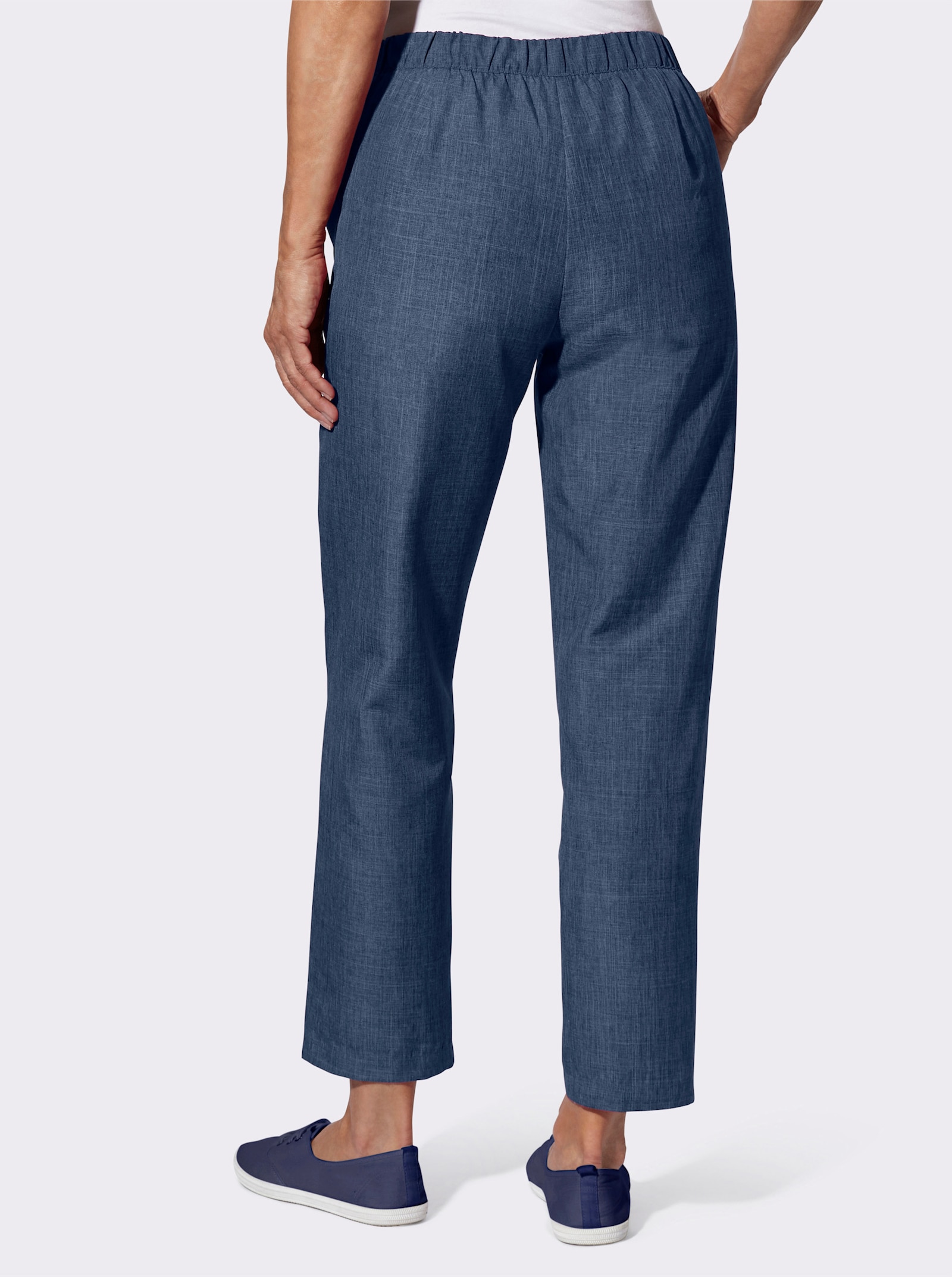 Schlupfhose in Leinen-Optik - marine-meliert