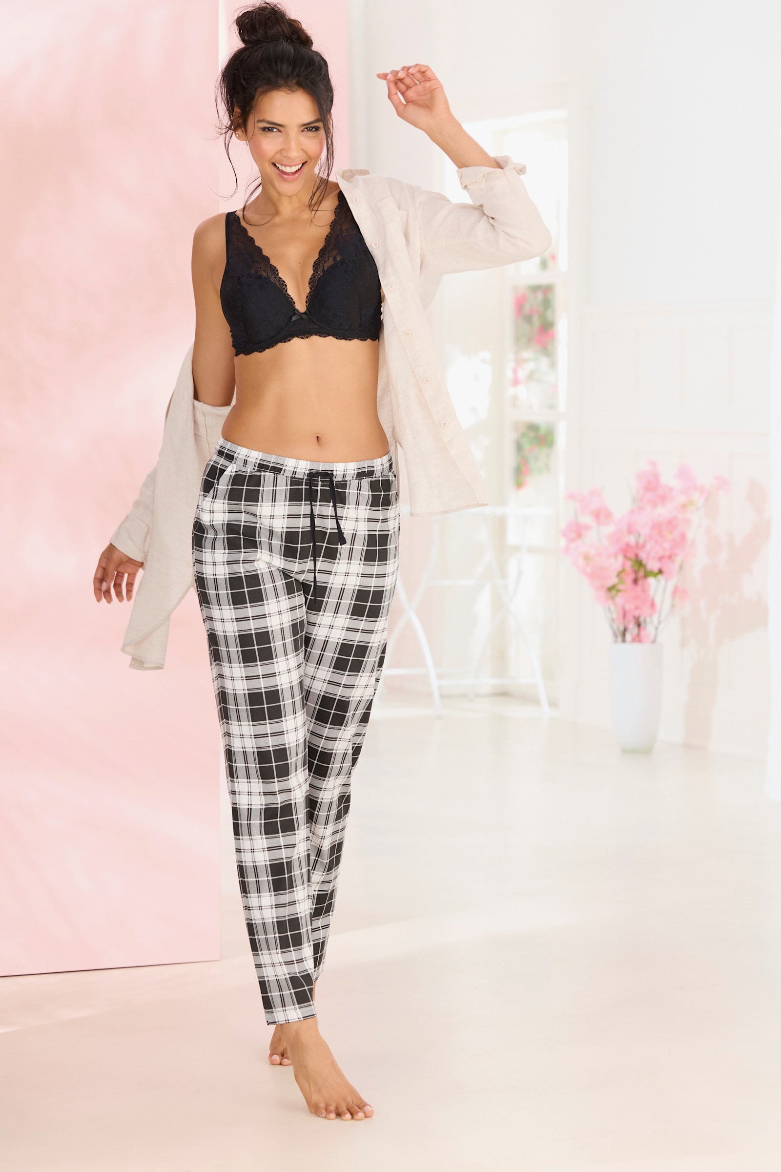 Vivance Dreams Bas de pyjama - noir-blanc à motifs