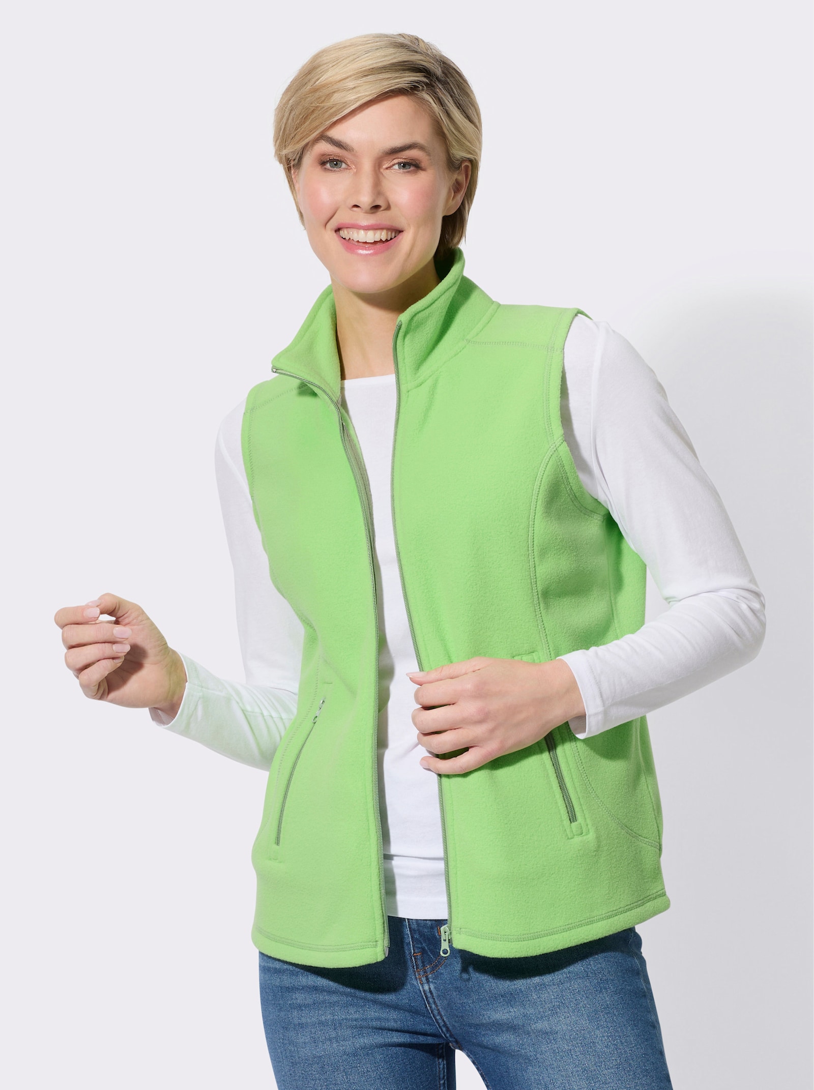 Fleecegilet in antipilling-uitvoering - resedagroen