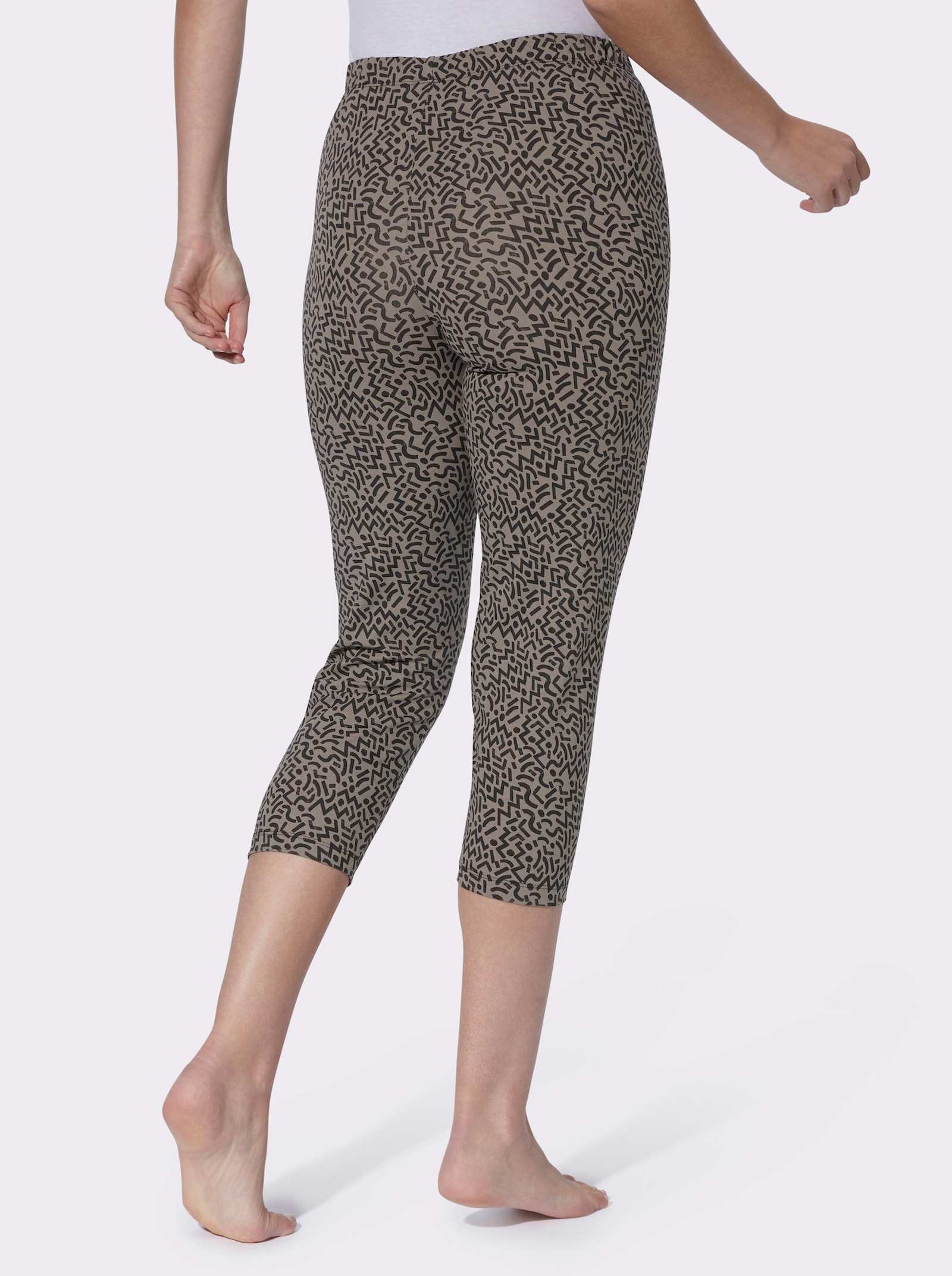 Leggings im grafischen Druckmuster - taupe-schwarz-bedruckt