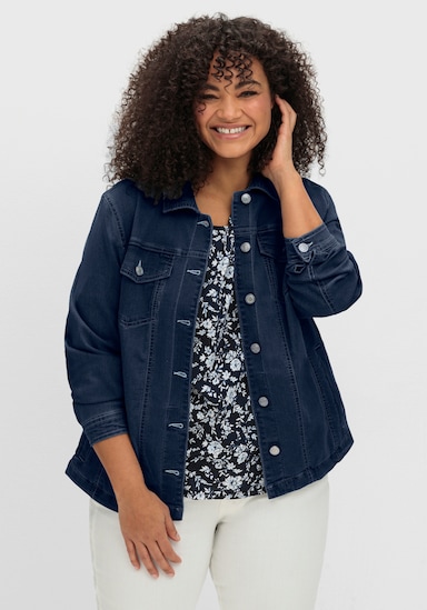 Jeansjacke mit aufgesetzten Brusttaschen - blue-stone-washed