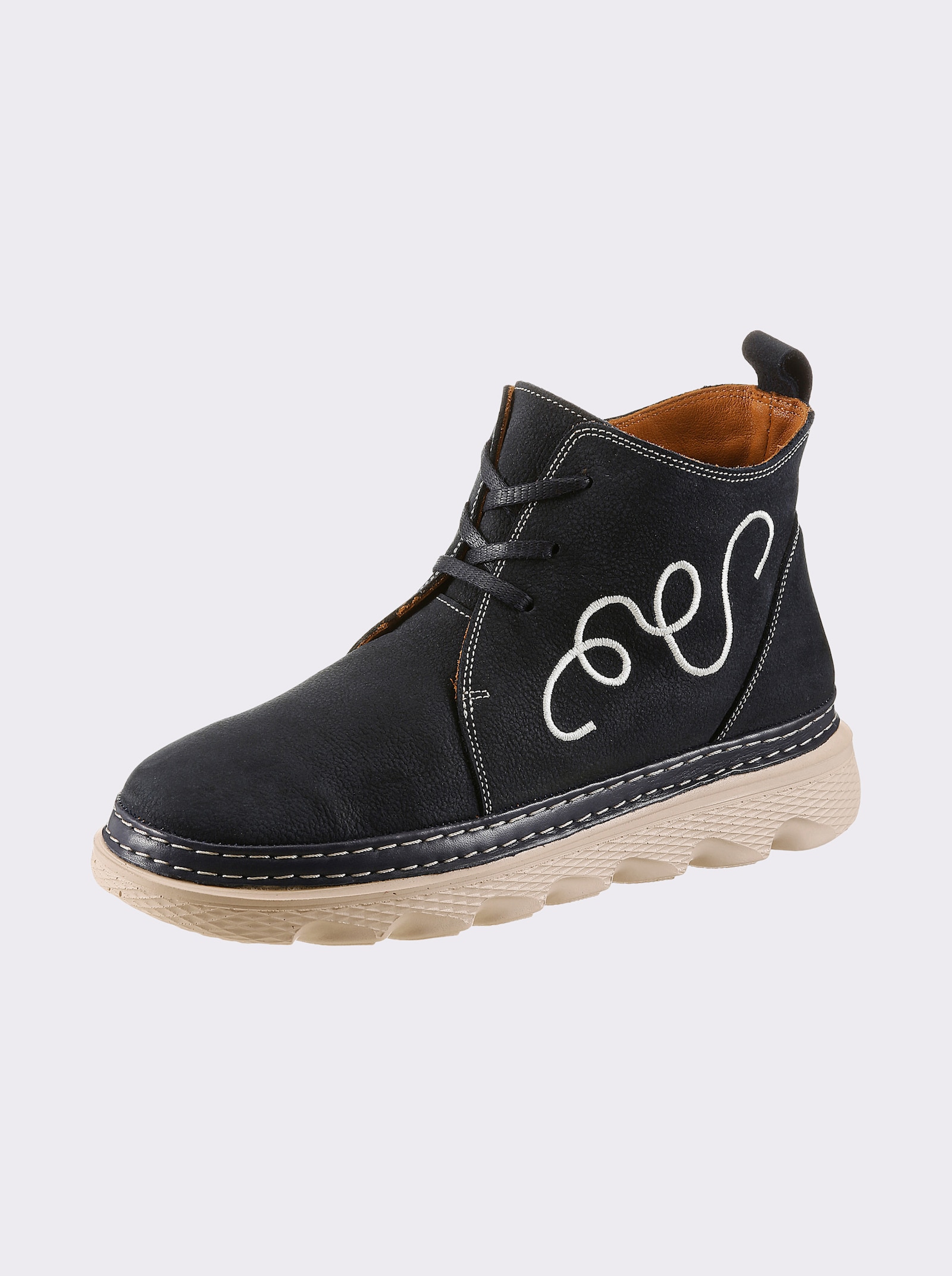 Gemini Stiefelette aus Nubukleder, mit Warmfutter - jeansblau