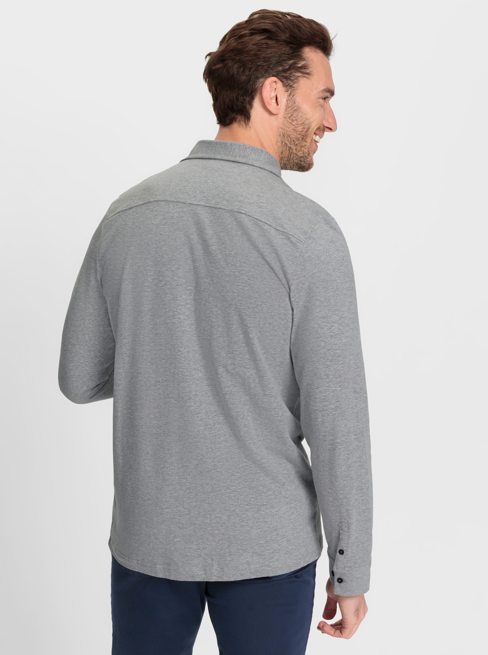 Marco Donati Långärmad skjorta i elastisk trikå - gråmelerad