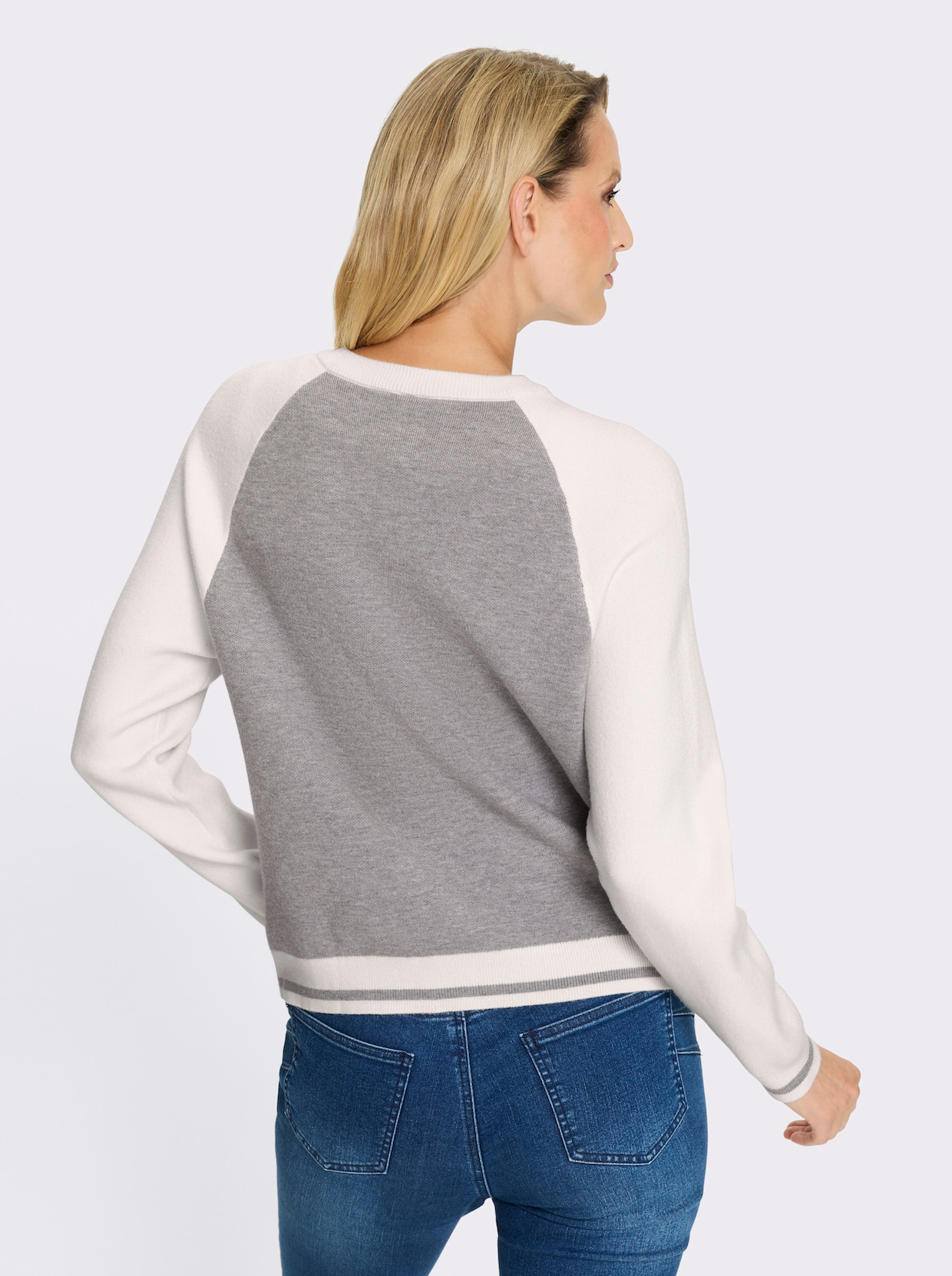 heine Feinstrickjacke - steingrau-ecru-meliert