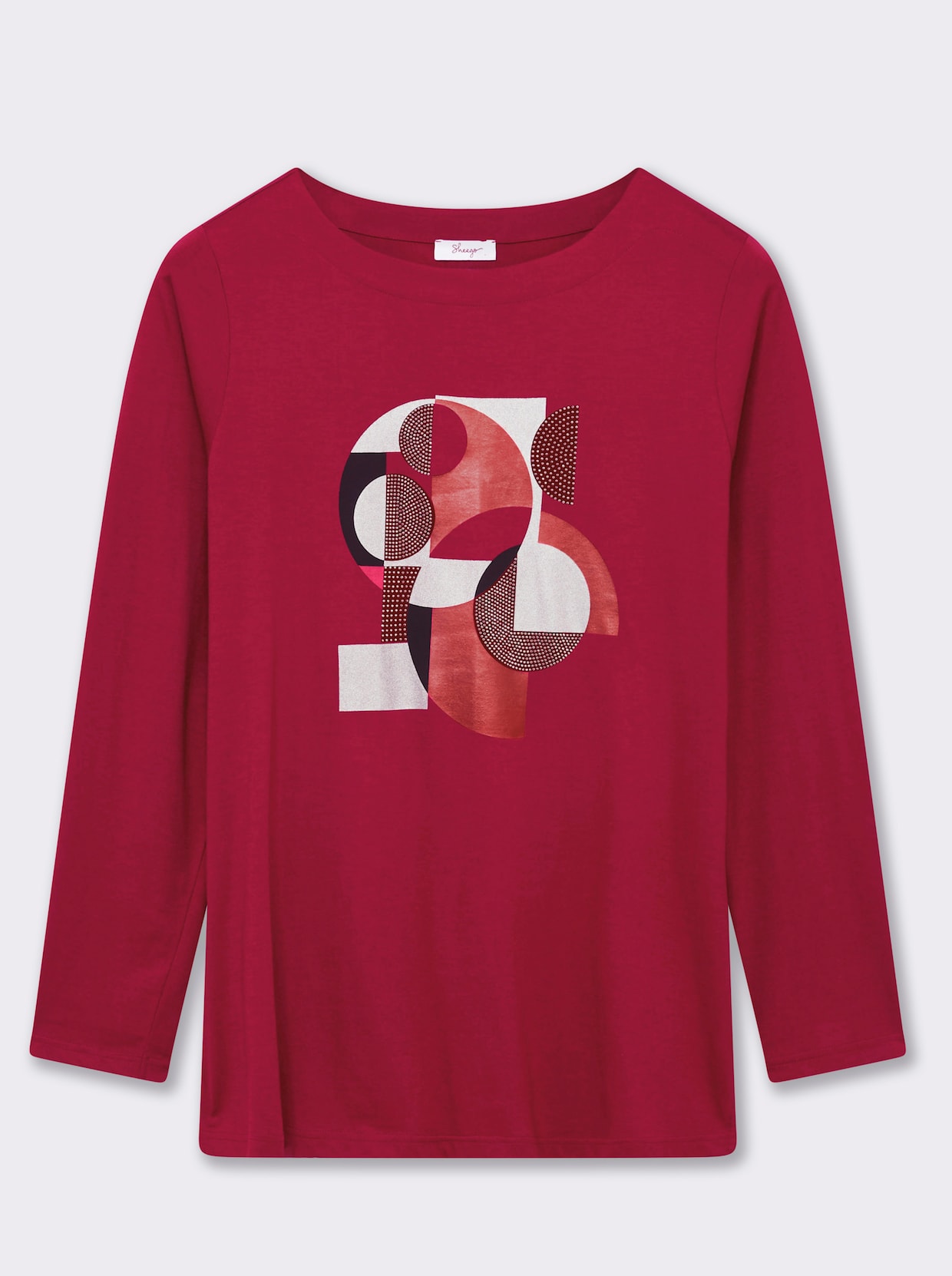 sheego Langarmshirt - kirsche-silberfarben-bedruckt