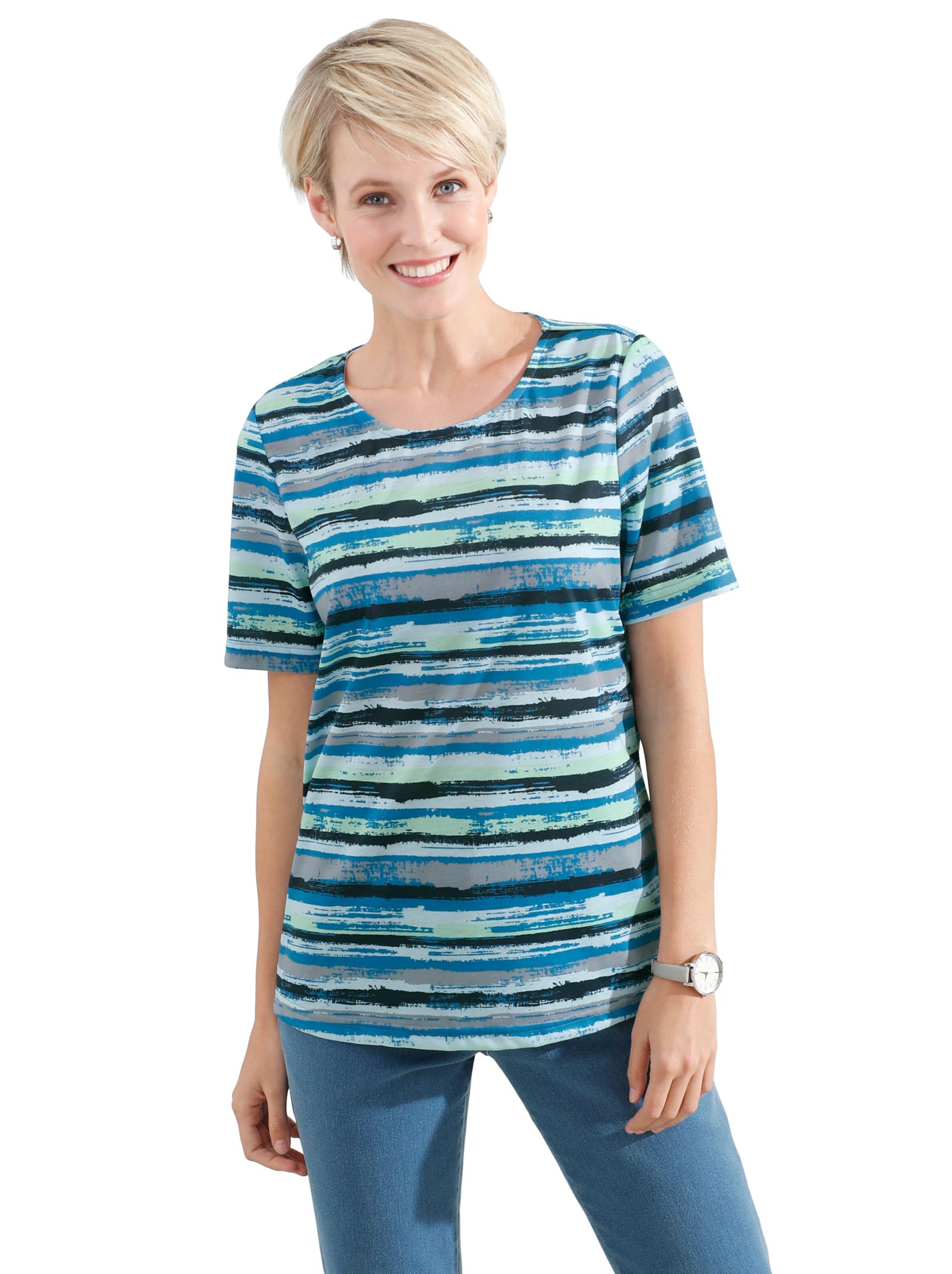 Shirt - blau-grün-gestreift