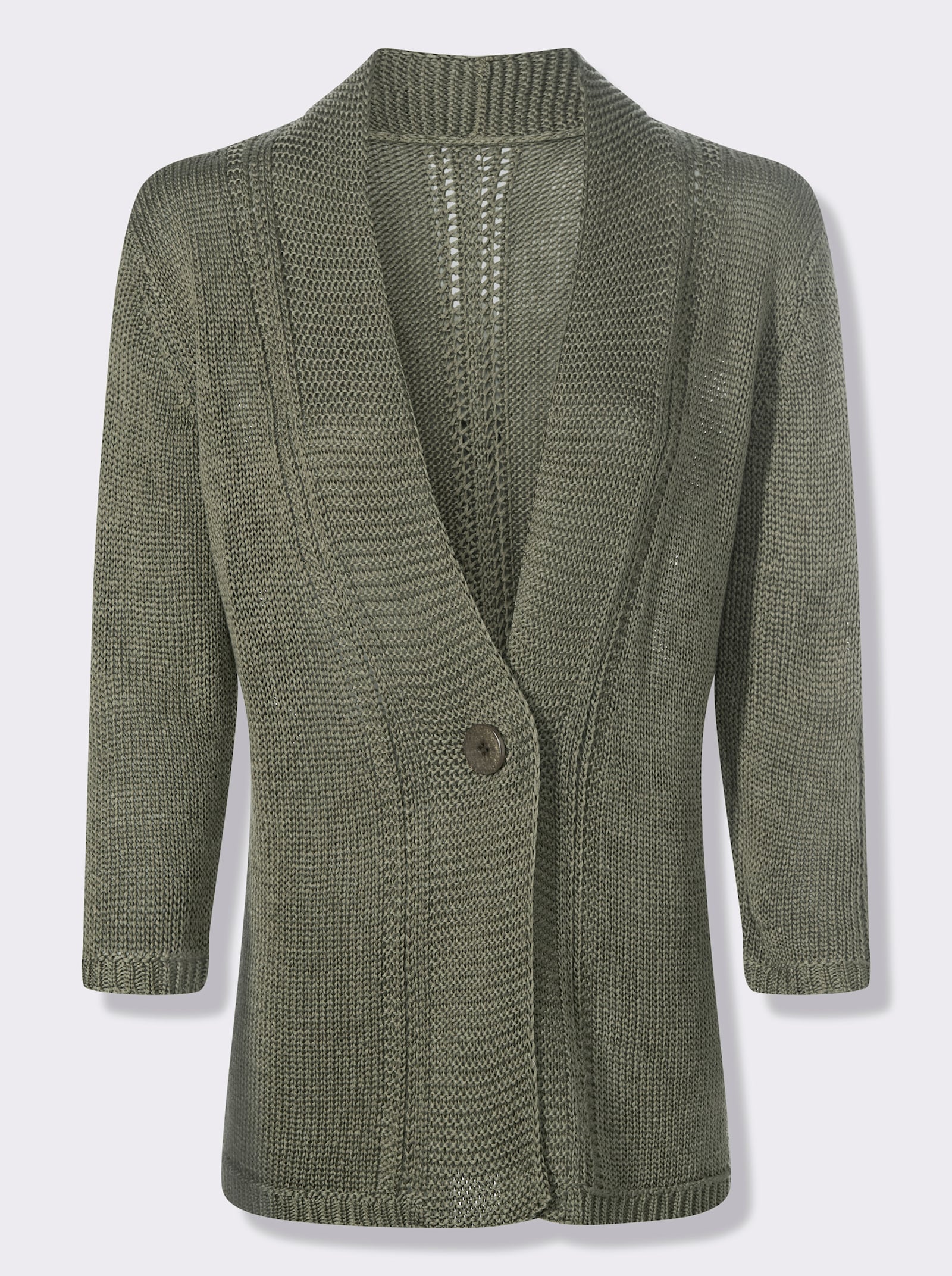 Strickjacke in pflegeleichtem Bändchengarn - khaki