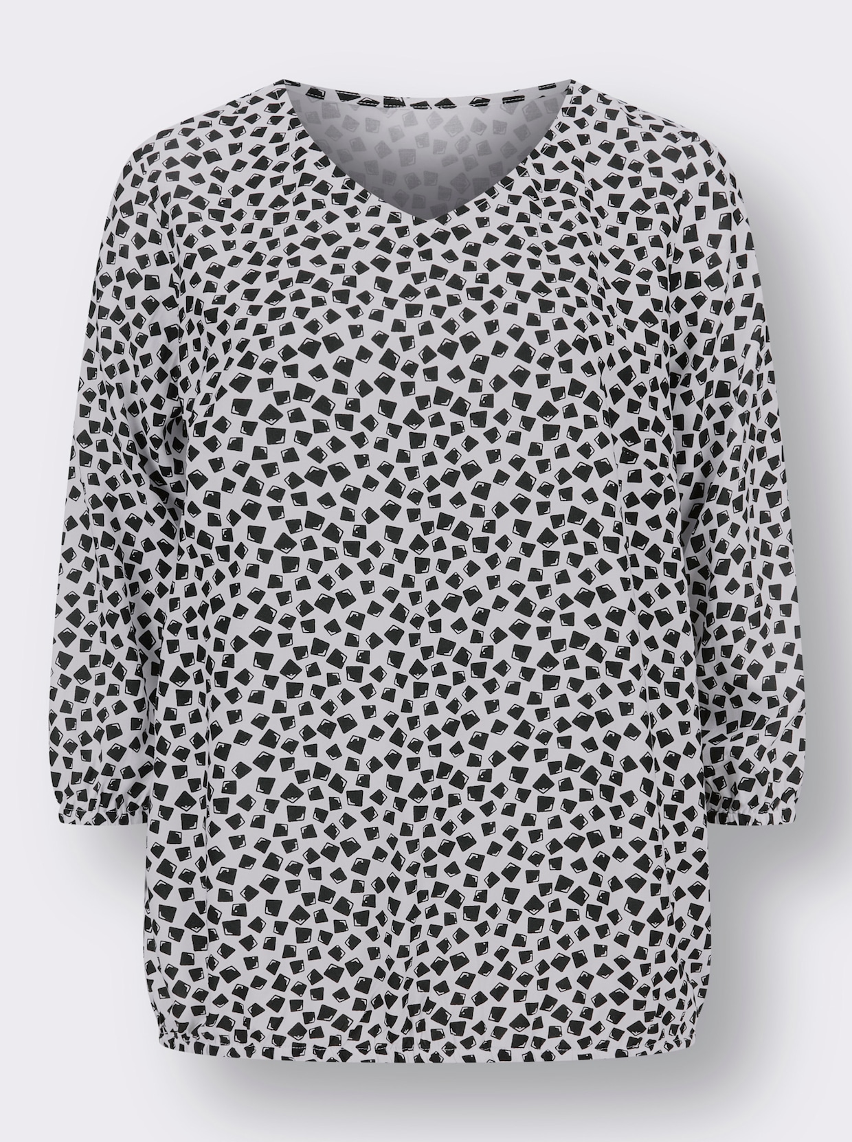 Comfortabele blouse - ecru/zwart geprint