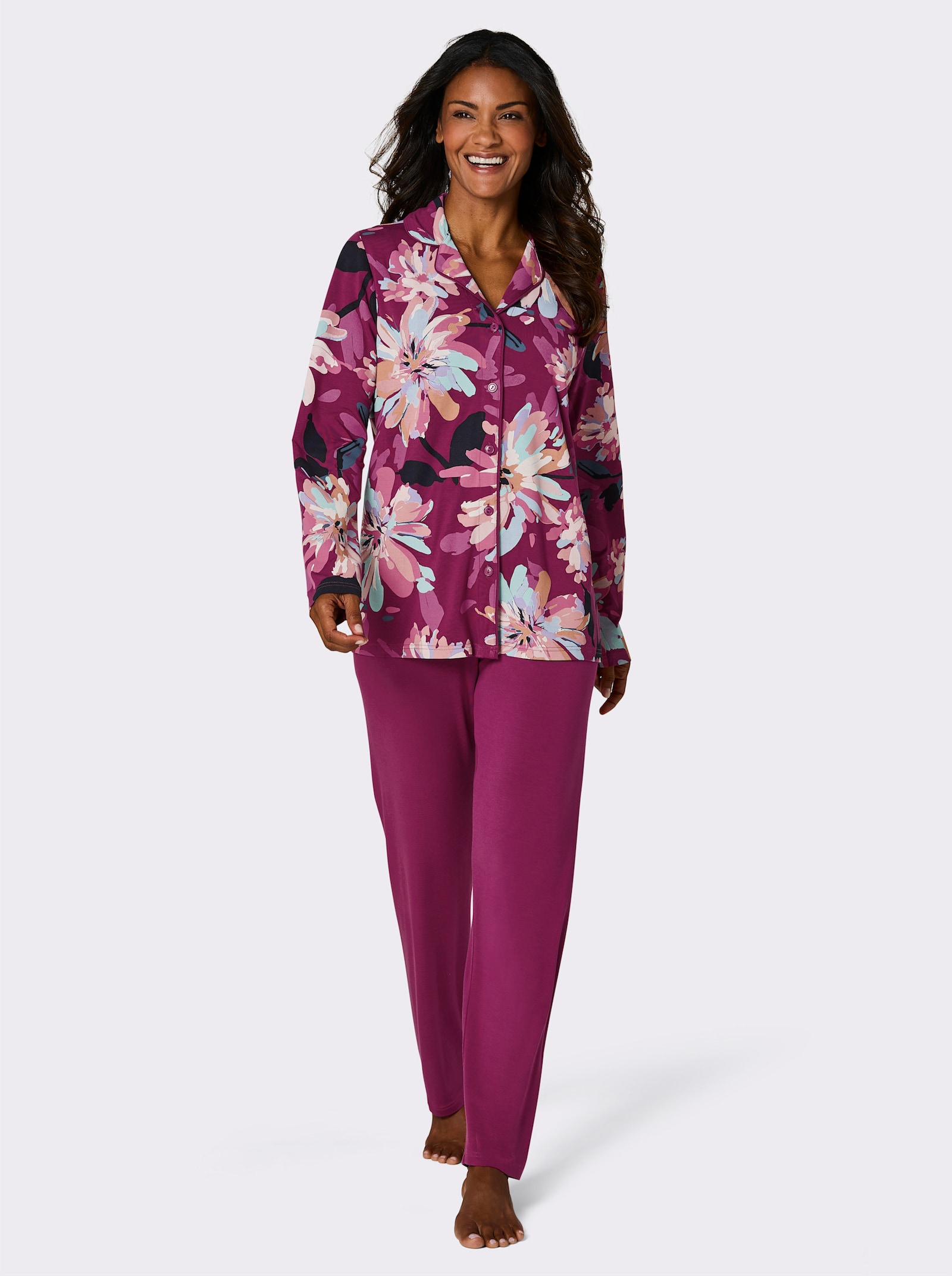 wäschepur Pyjama - mauve-bleu fumée imprimé