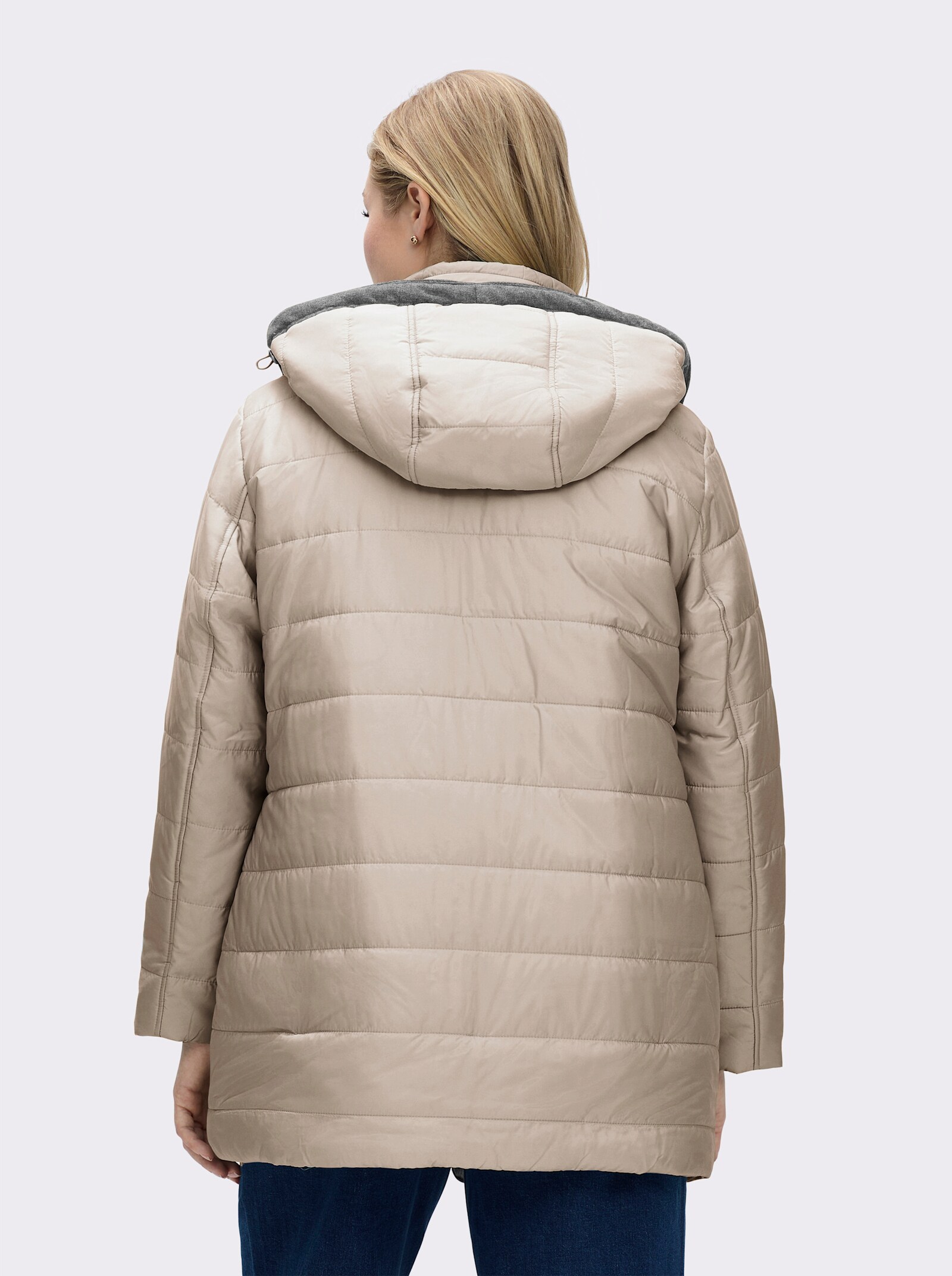 Steppjacke mit abnehmbarer Kapuze - sesam