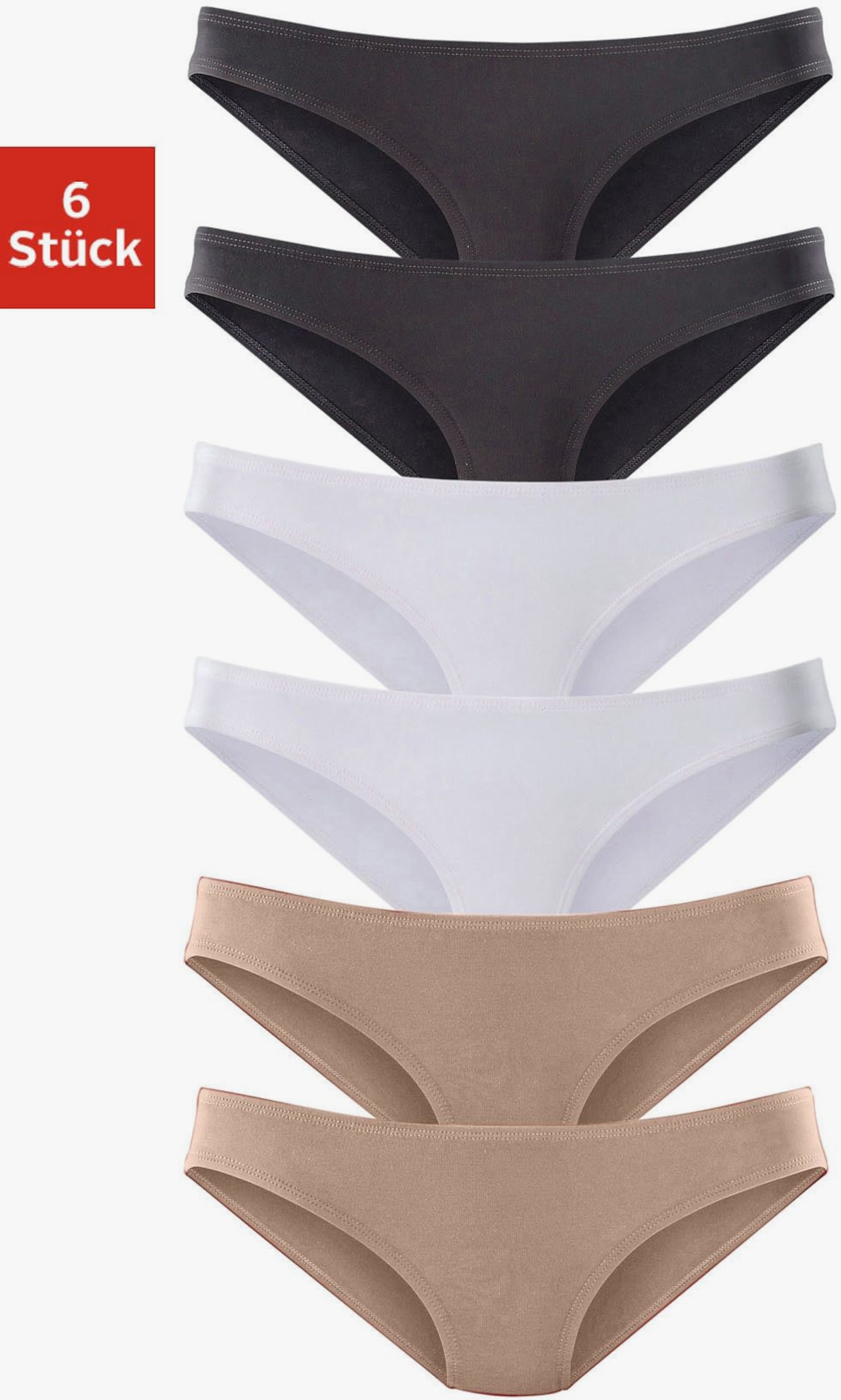 Bikinislip - beige, schwarz, weiß