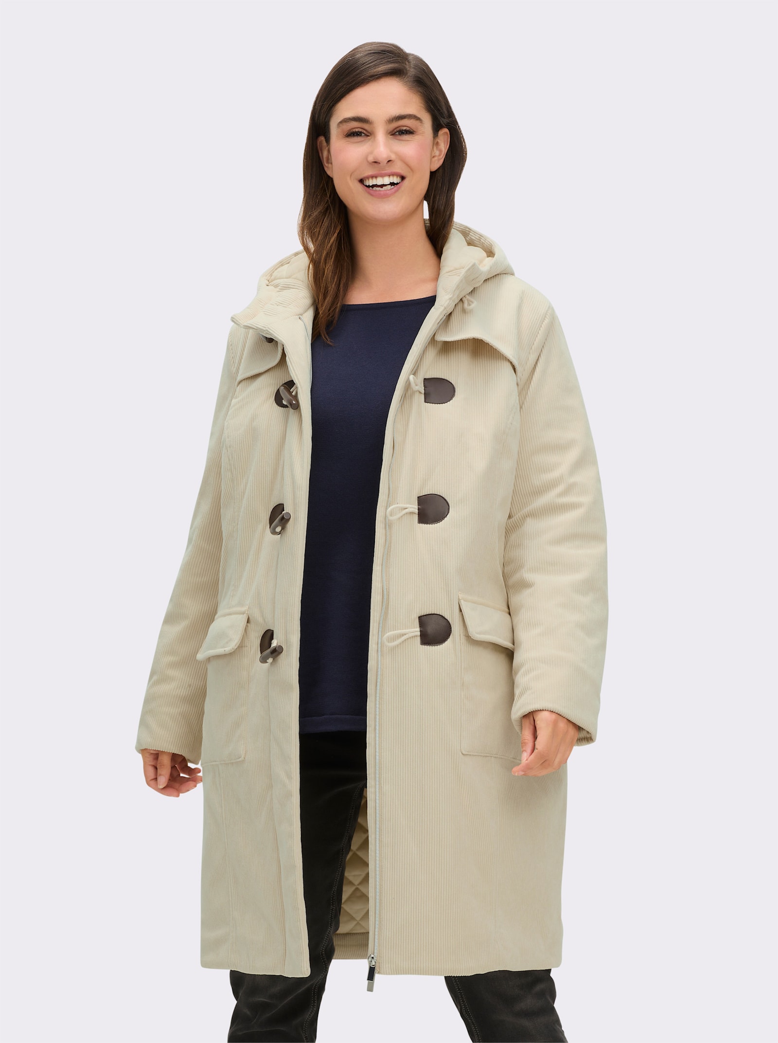 sheego Dufflecoat aus weichem Cord - sand