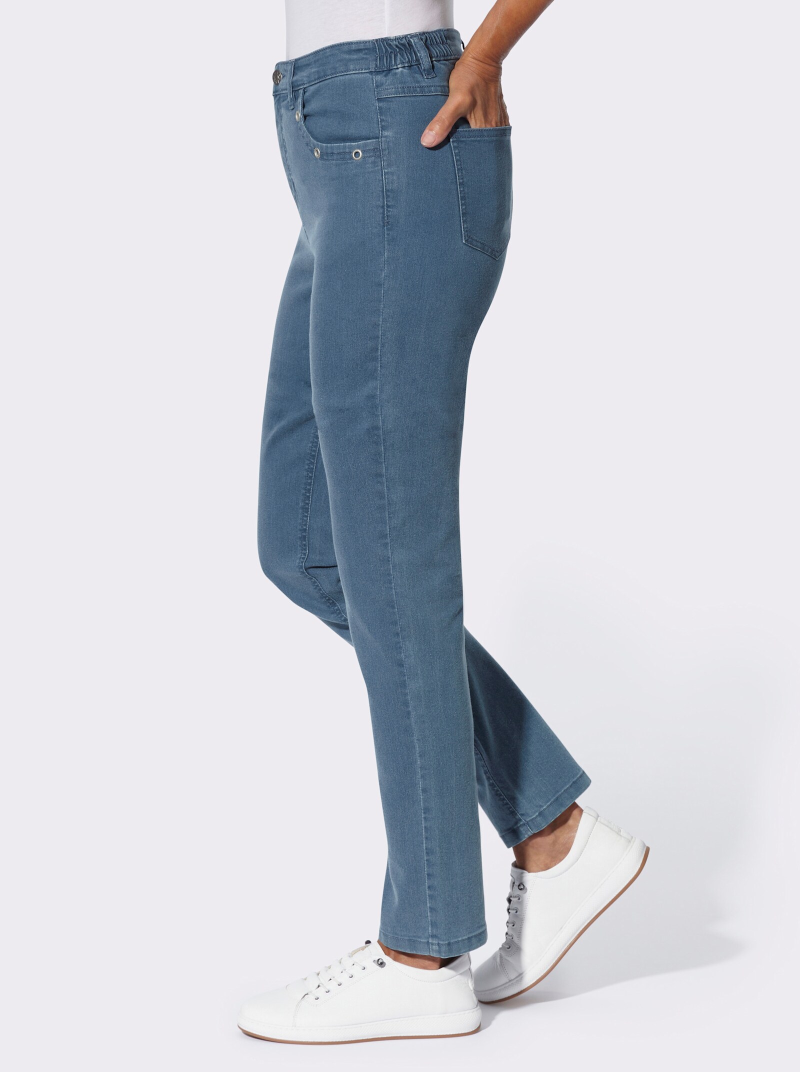 5-Pocket-Jeans mit Ösenverzierung - blue-bleached