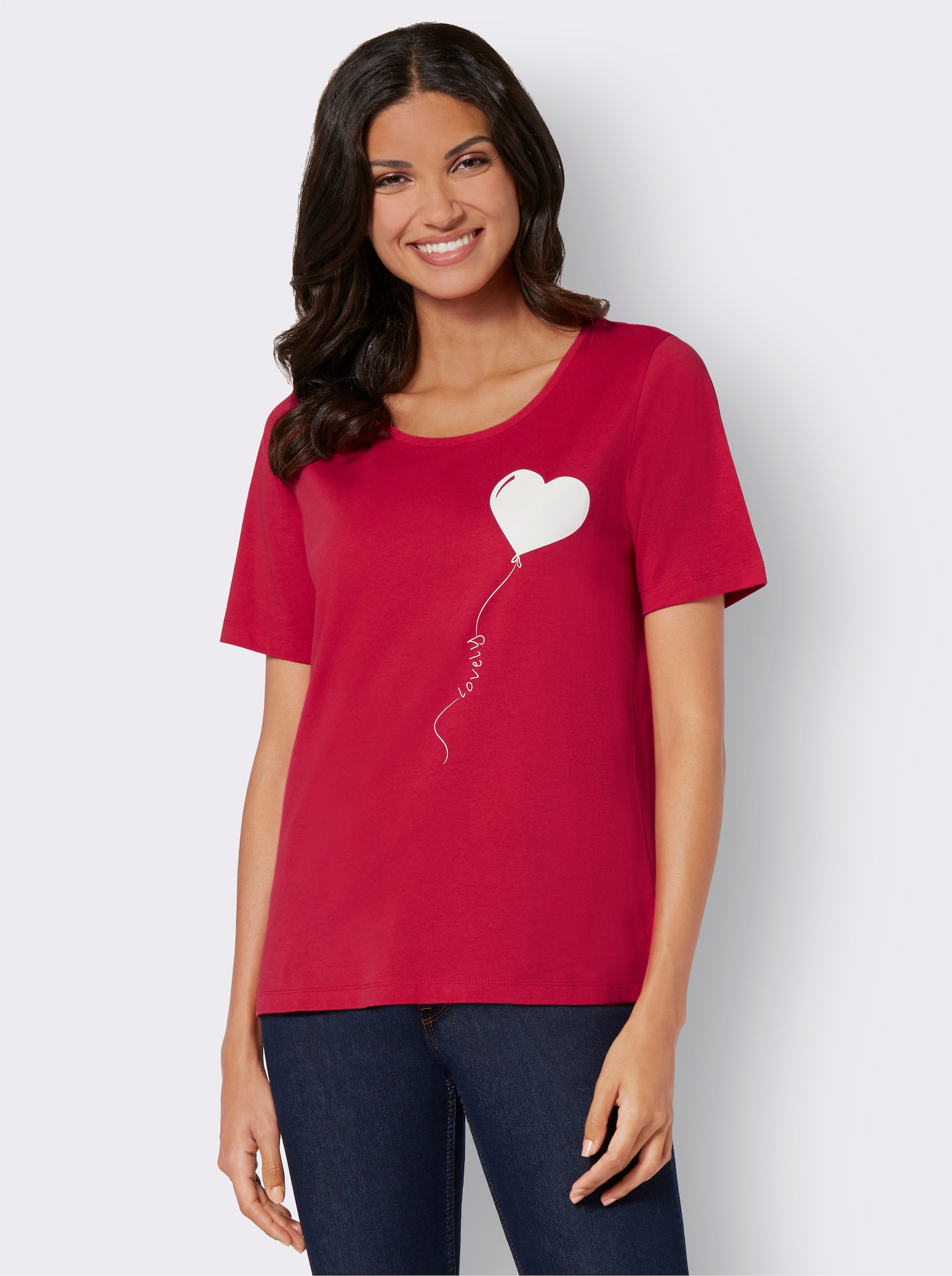 T-shirt met op dessin geplaatste print - rood