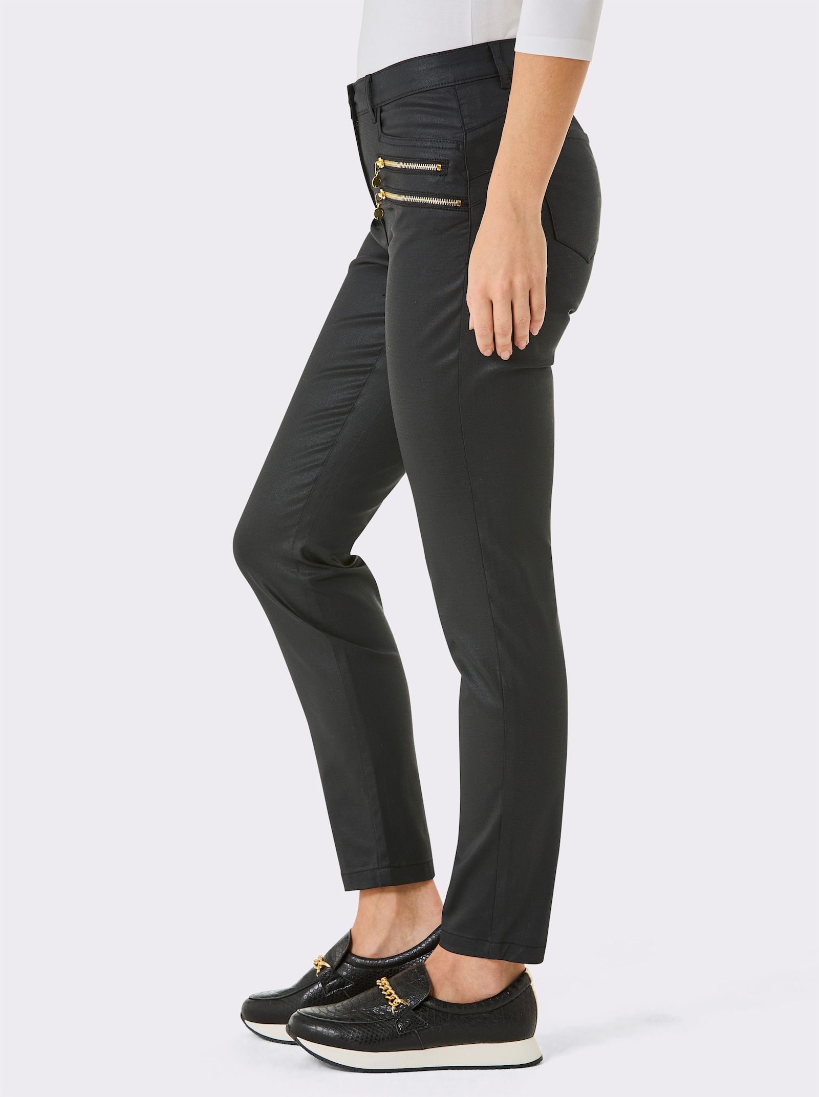 CREATION L PREMIUM Hose , glänzend beschichtet - schwarz