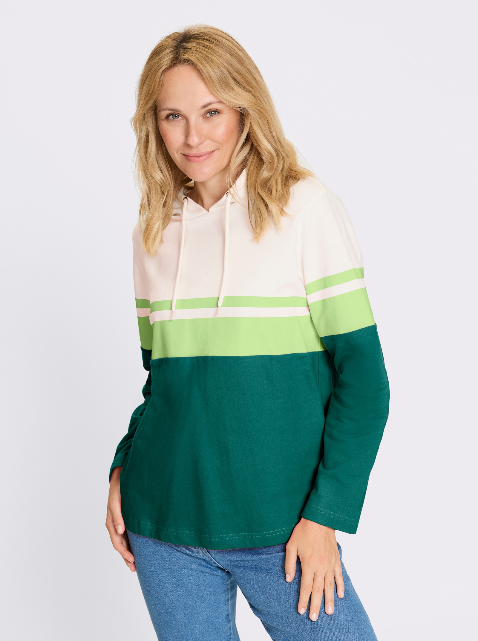 Sweatshirt met colour-blocking-dessin - groen/resedagroen