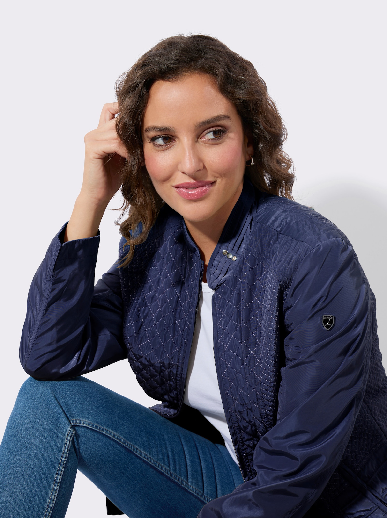 Steppjacke mit verdeckten Reißverschluss-Taschen - marine