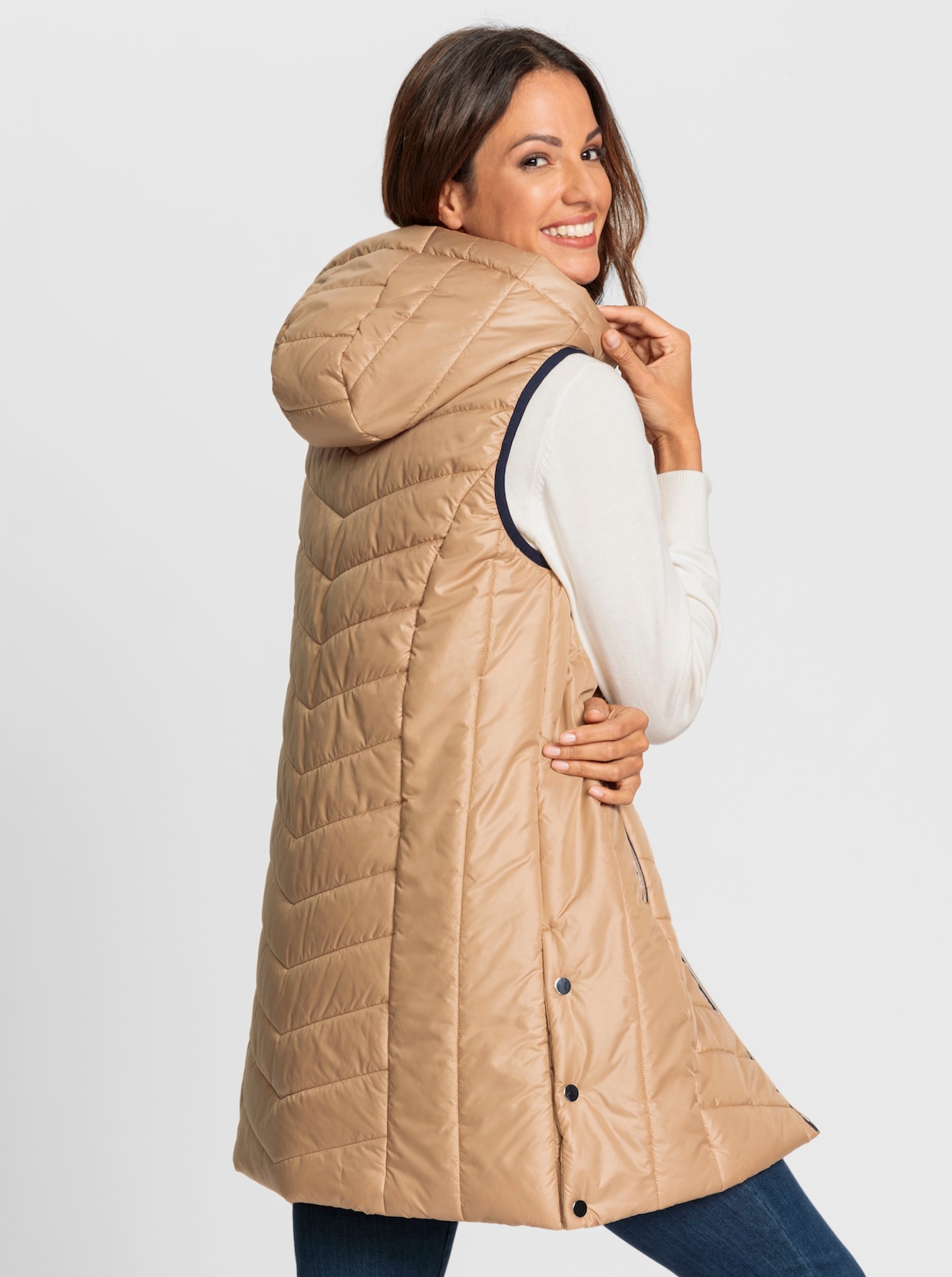 Gilet matelassé long - couleur chamois