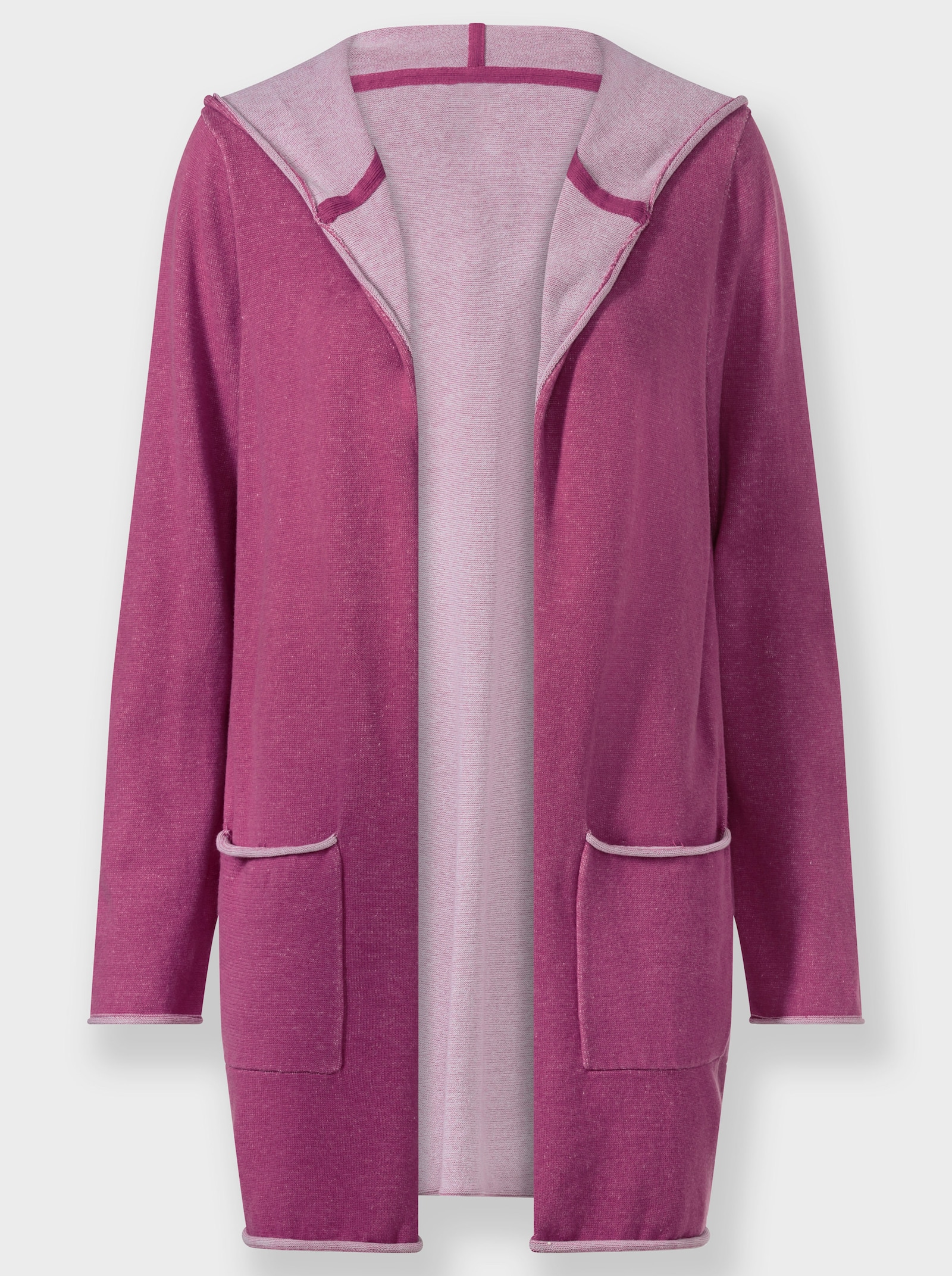 Longstrickjacke in offener Form - erika-meliert