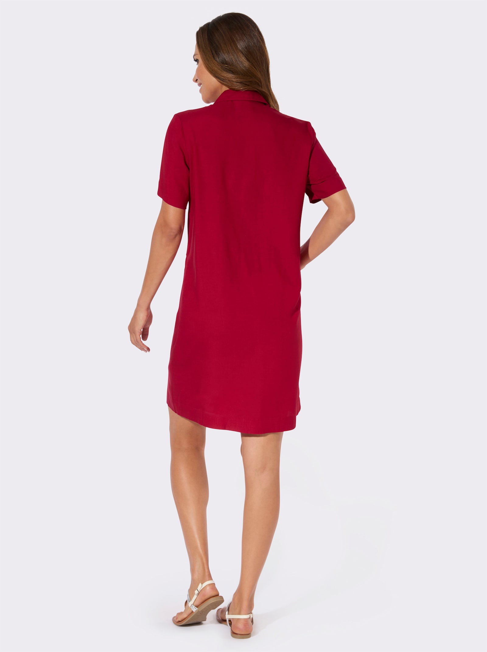 Webkleid mit Knopfleiste - rot
