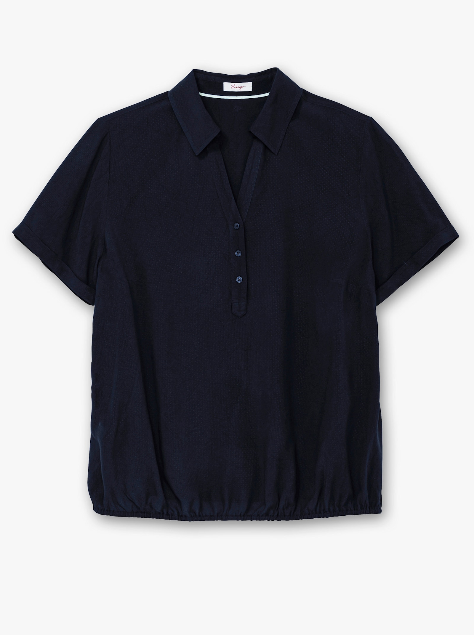 sheego Tunika mit offenem Hemdkragen - tiefblau