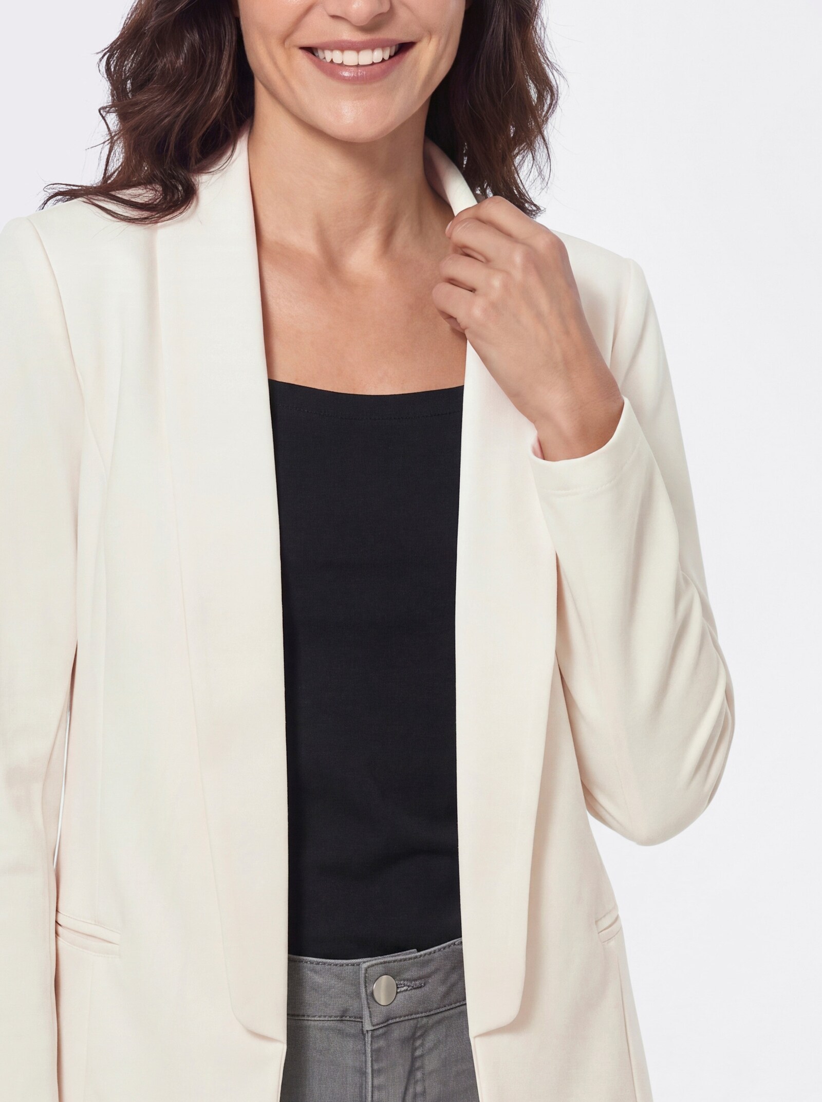 Jerseyblazer in Interlock-Qualität - ecru