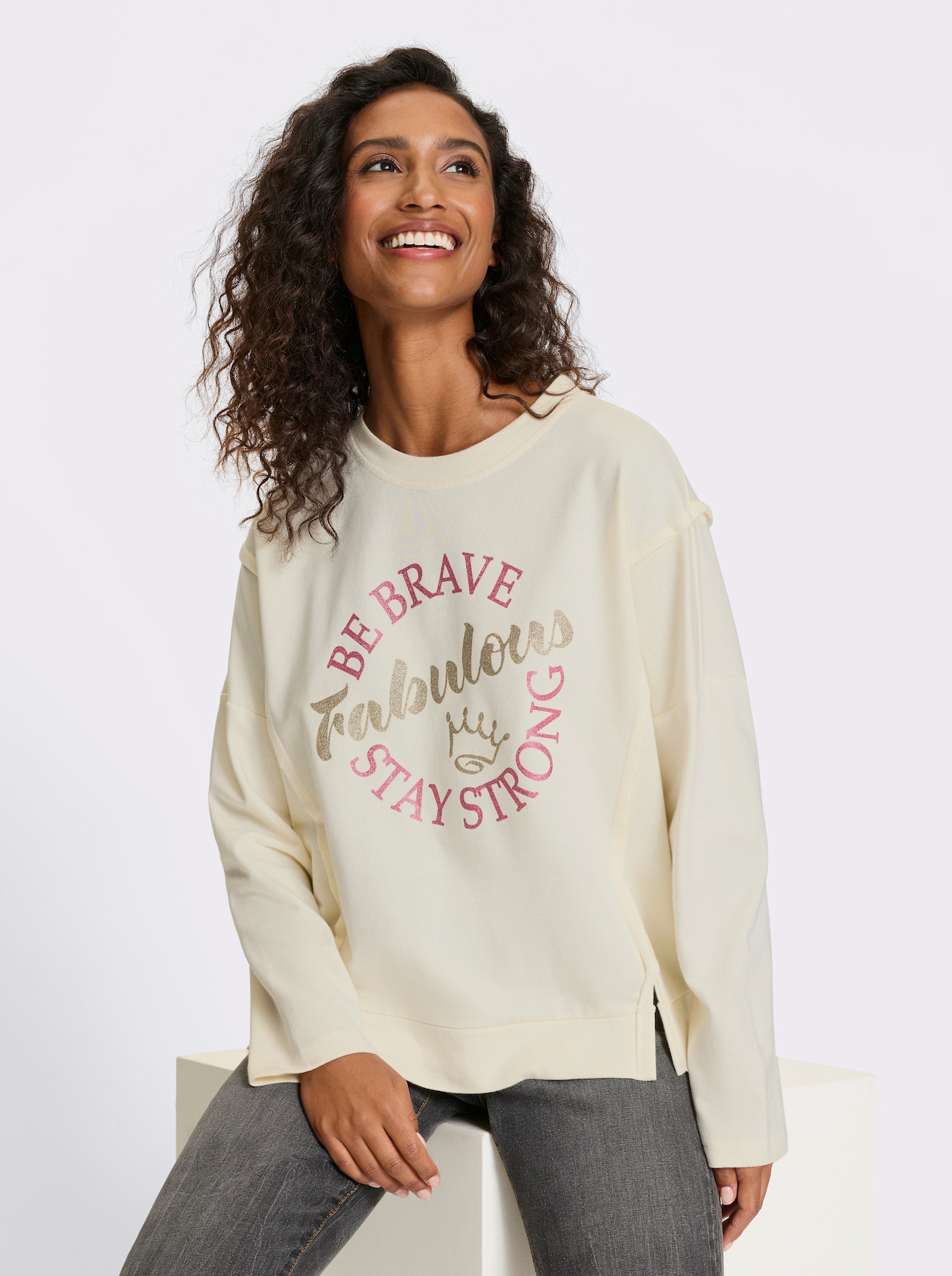 heine Sweatshirt mit glitzerndem Lettering - champagner