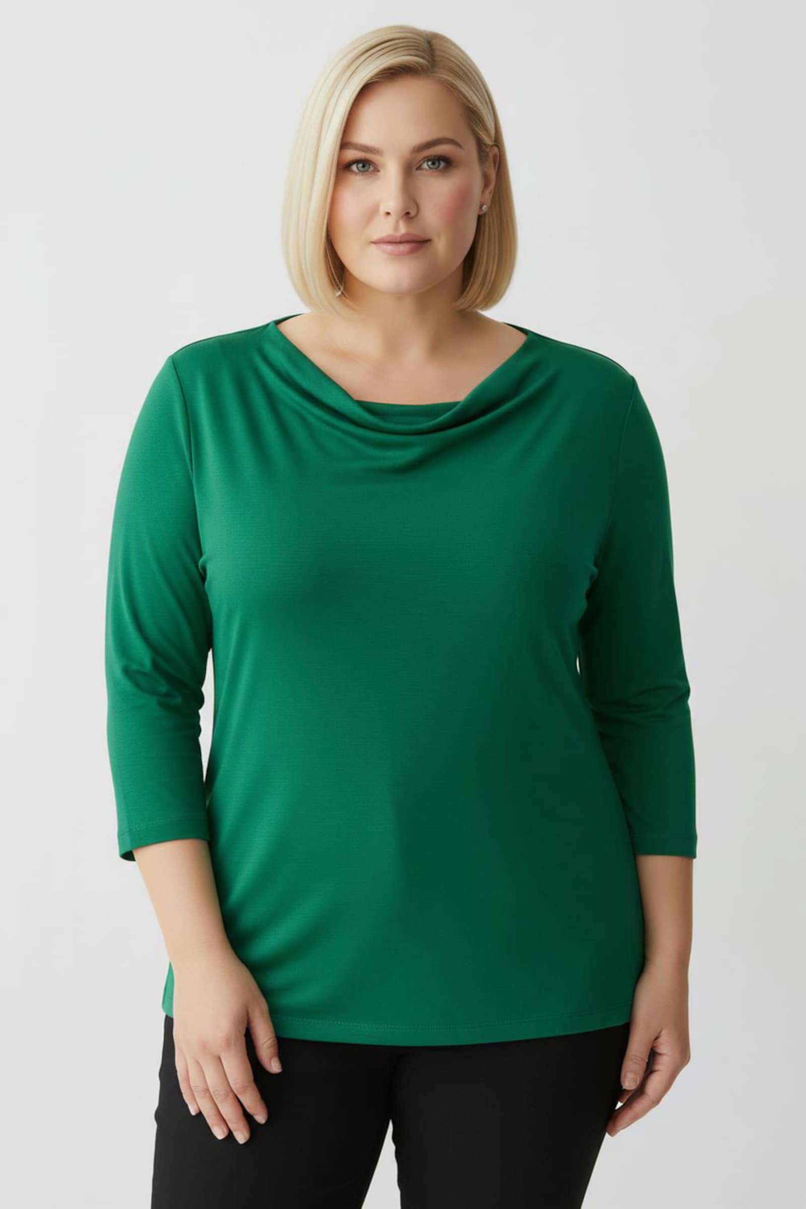 Wasserfallshirt mit 3/4-langen Ärmeln - grün