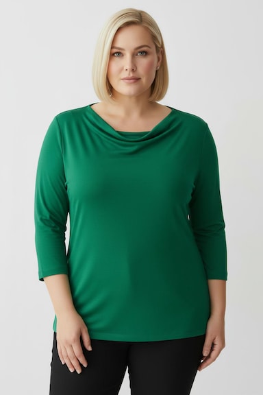 Wasserfallshirt mit 3/4-langen Ärmeln - smaragd