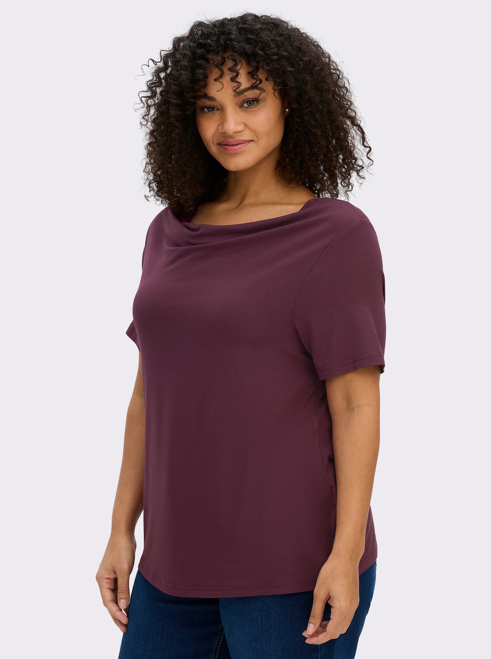 Wasserfallshirt mit kurzen Ärmeln - burgund