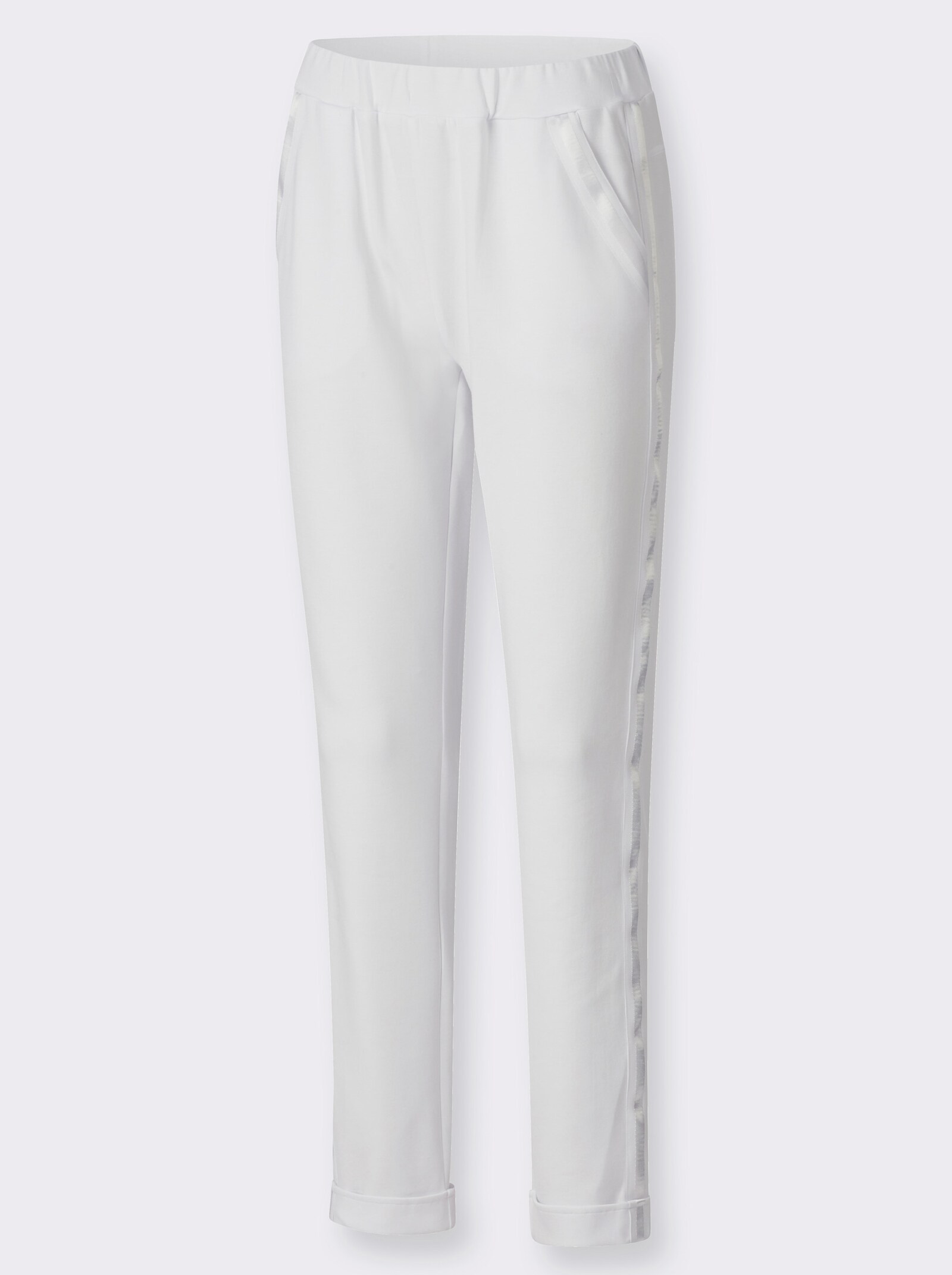 Jogg Pants mit Ripsband-Verzierung - weiß