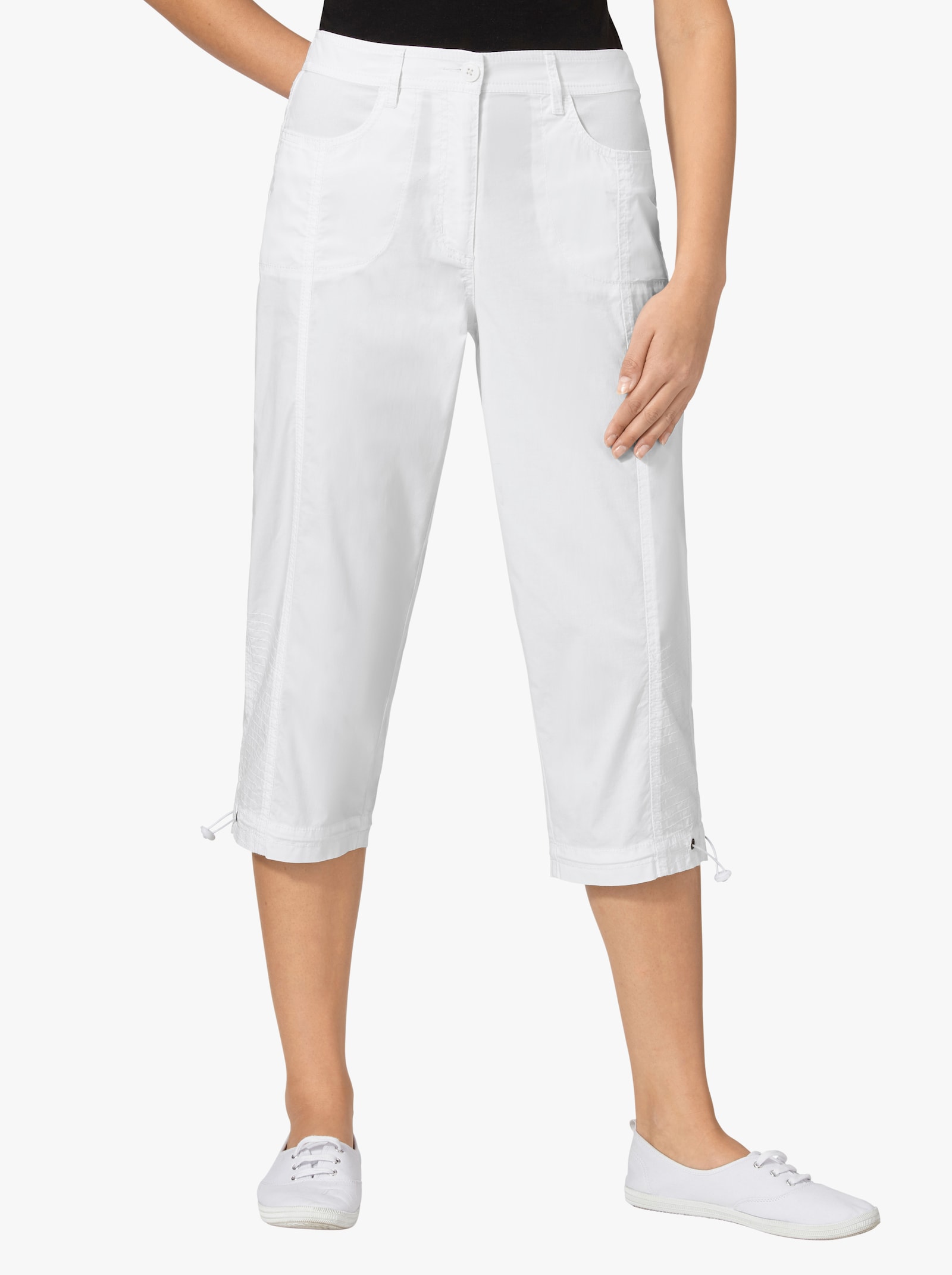 Caprihose mit Gummizug am Beinabschluss - weiß