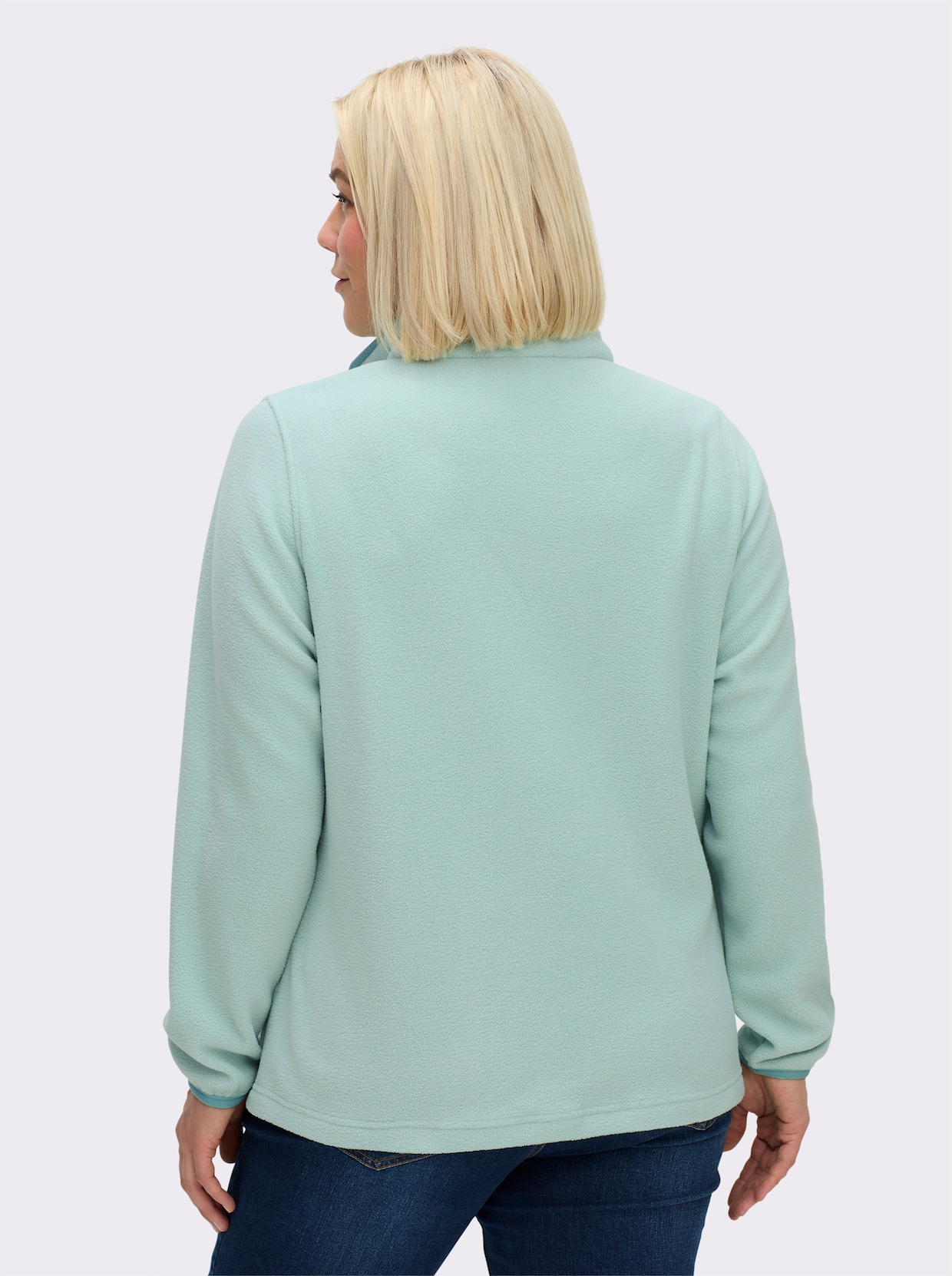 Fleeceshirt mit Stehkragen - kalkmint