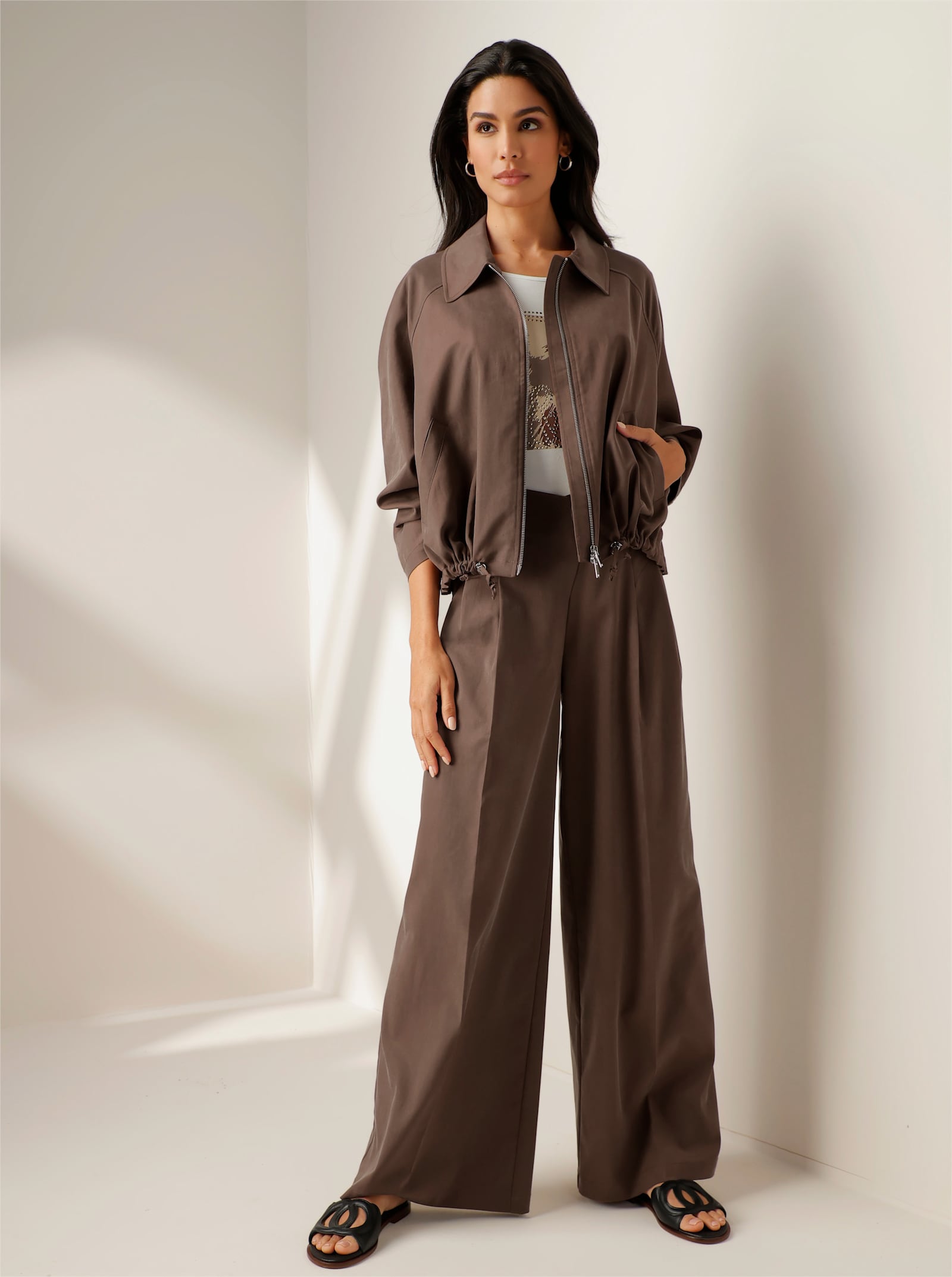 heine Hosenanzug in Twill-Qualität - schoko