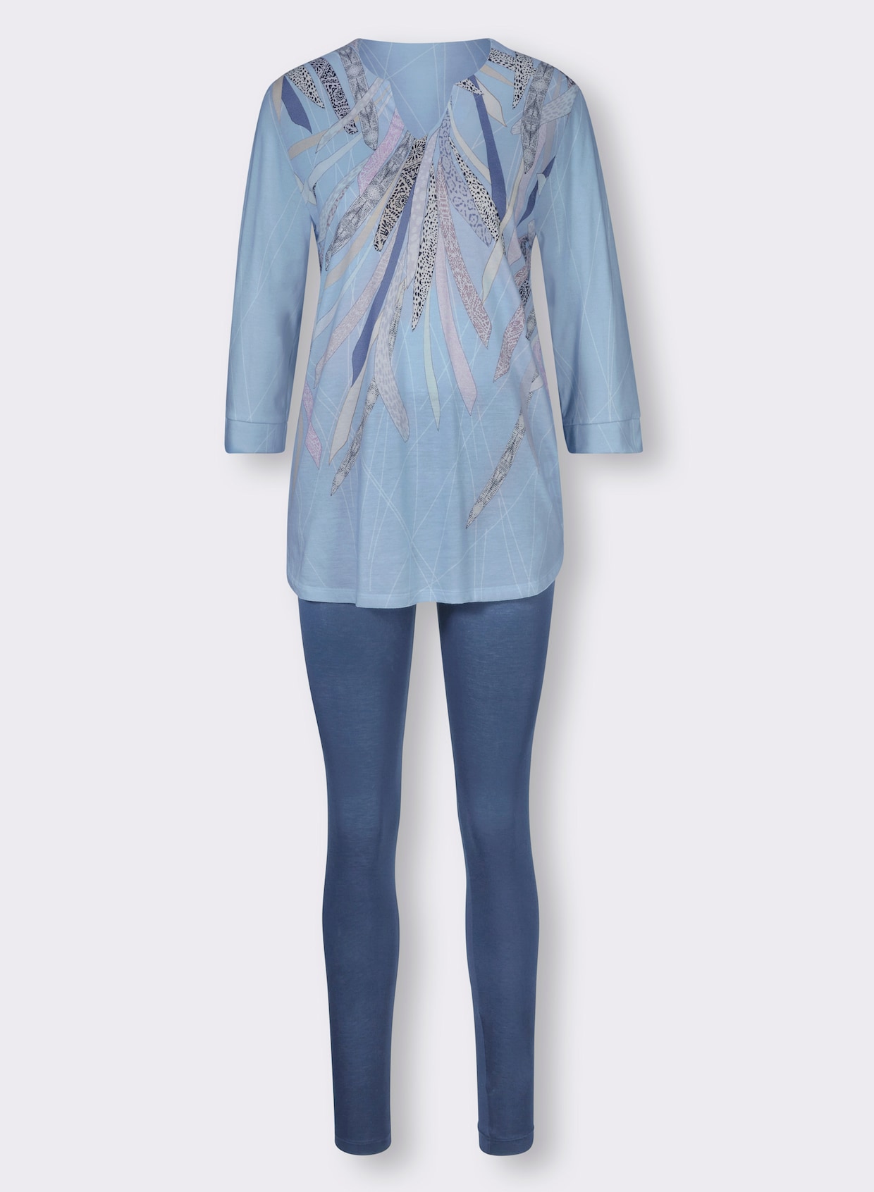 Cybele Schlafanzug - eisblau-jeansblau-bedruckt