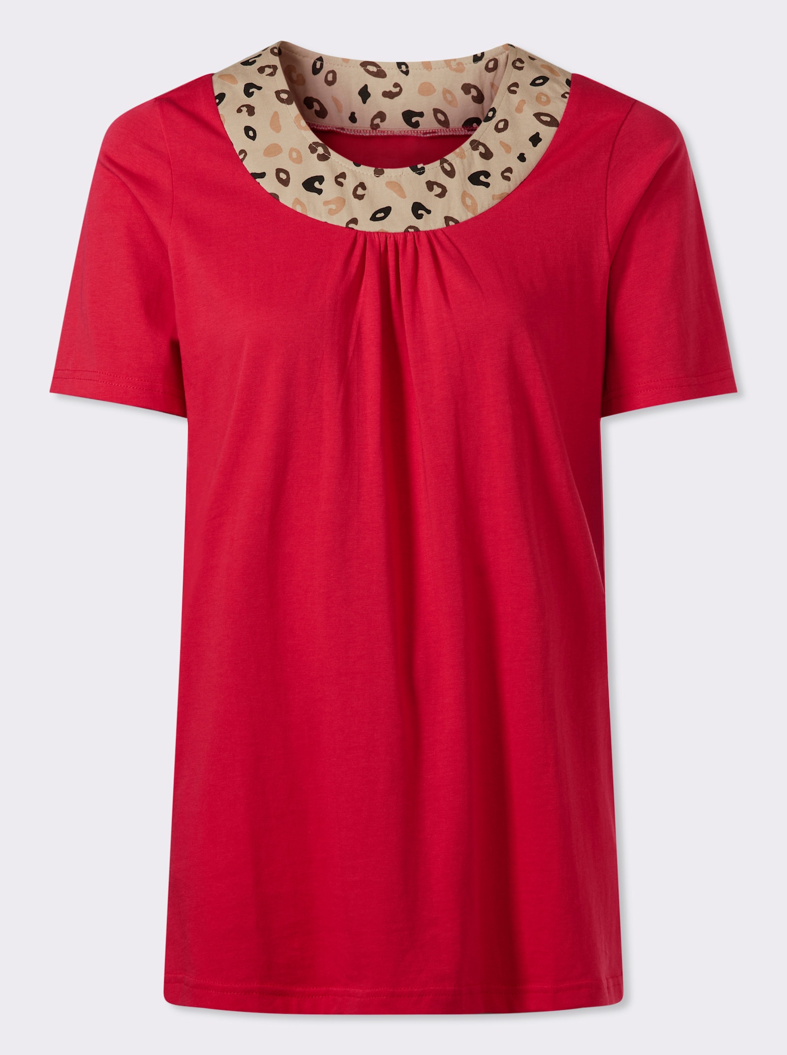 Longshirt mit Leo-Druck - erdbeere