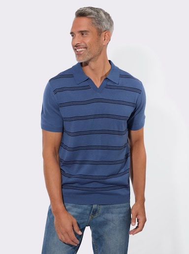 Polopullover mit Streifenmuster - jeansblau-marine