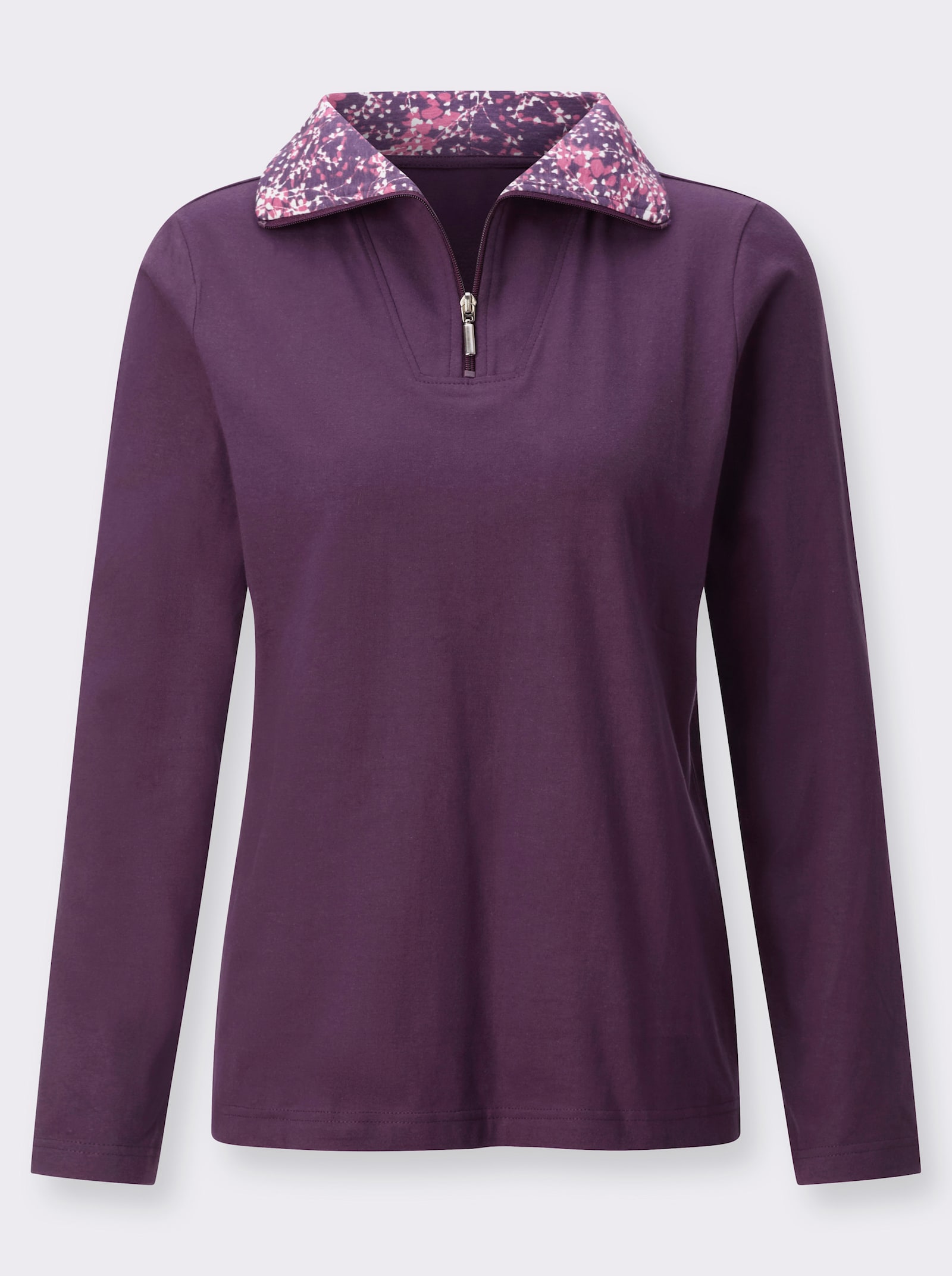 Schipperstrui met gedessineerde binnenkant van de kraag - druif