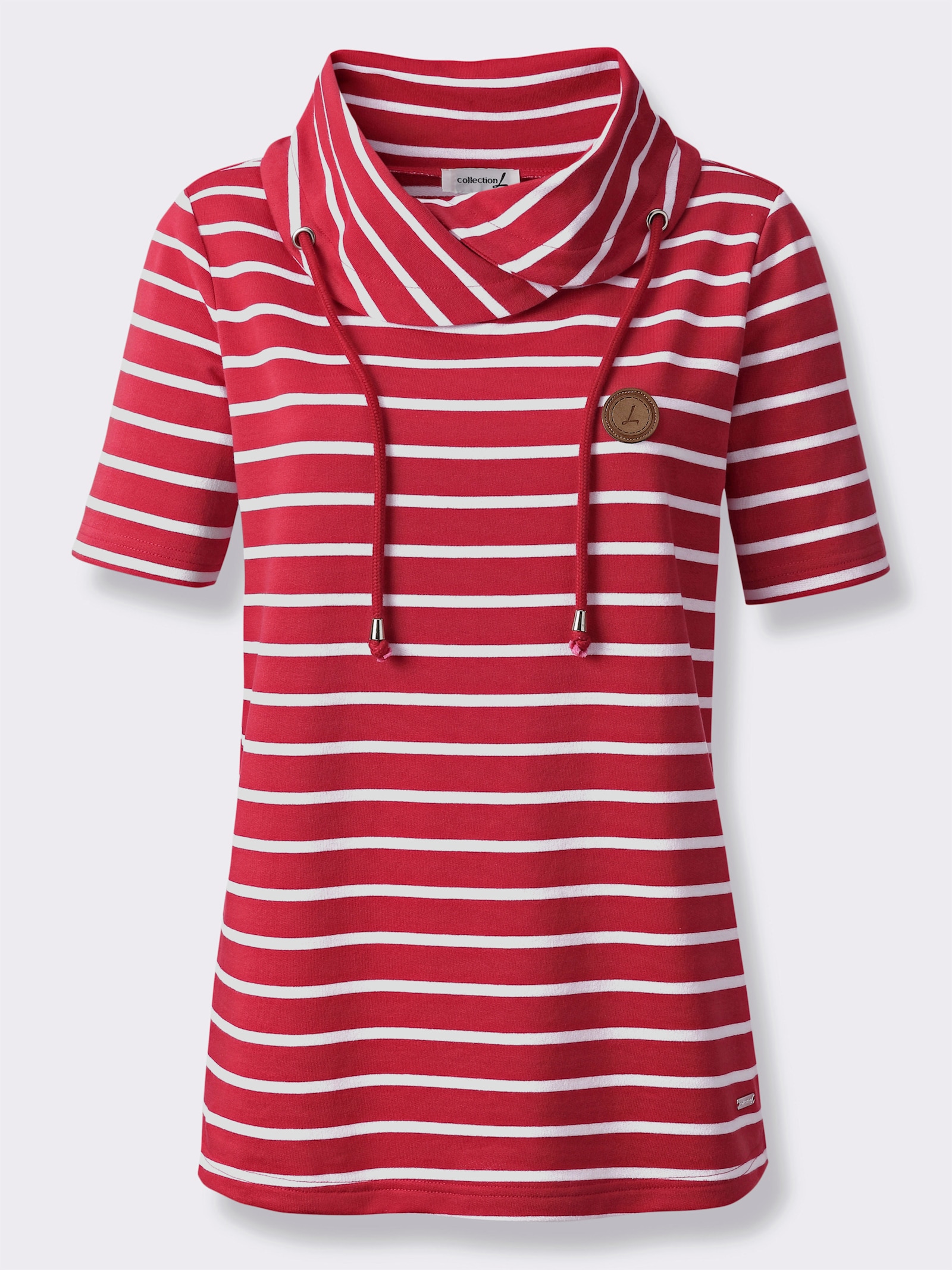 Sweatshirt mit Rollkragen - erdbeere-weiß-gestreift