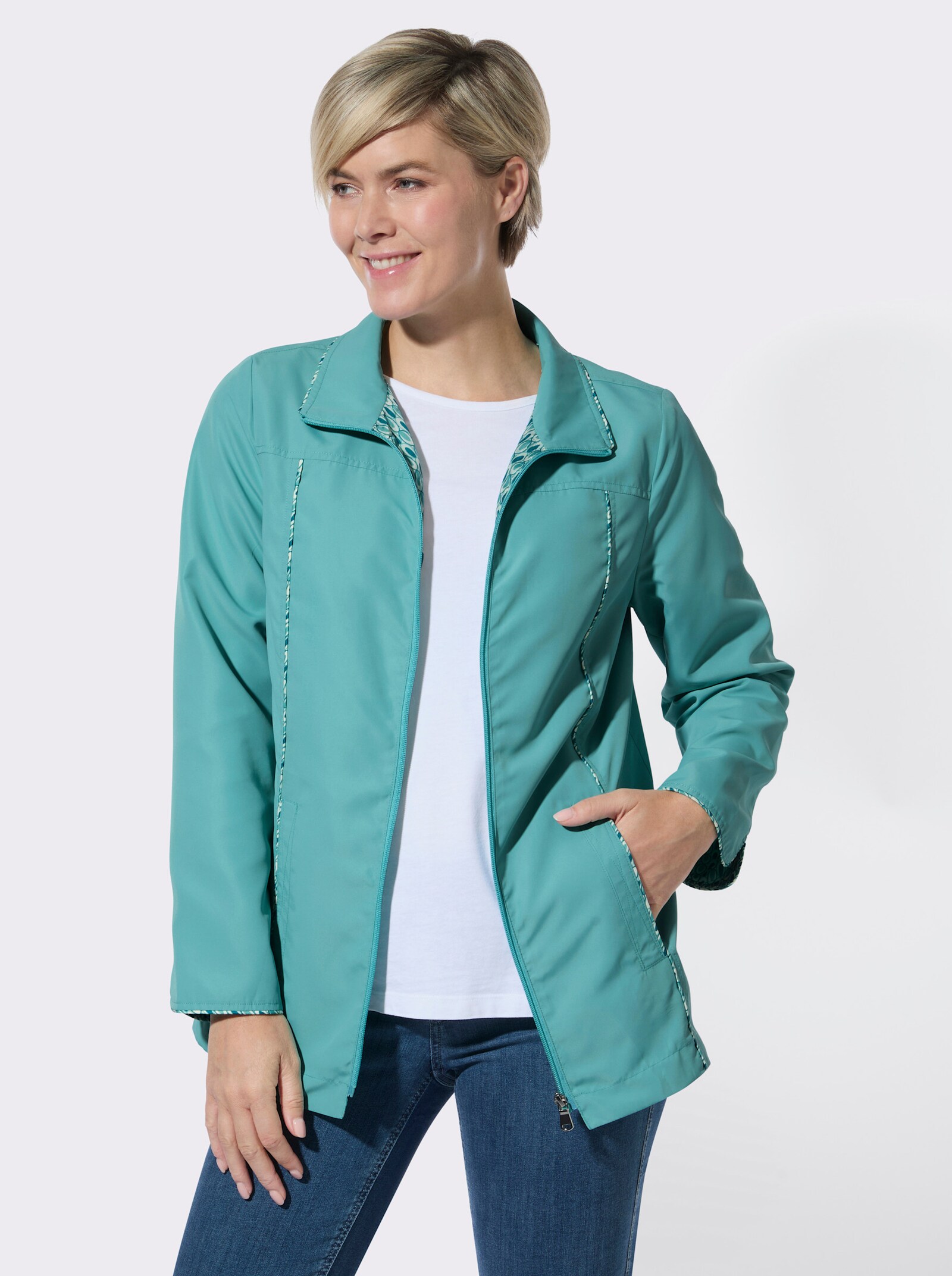 Übergangsjacke mit Cord-Paspelierungen - ozean