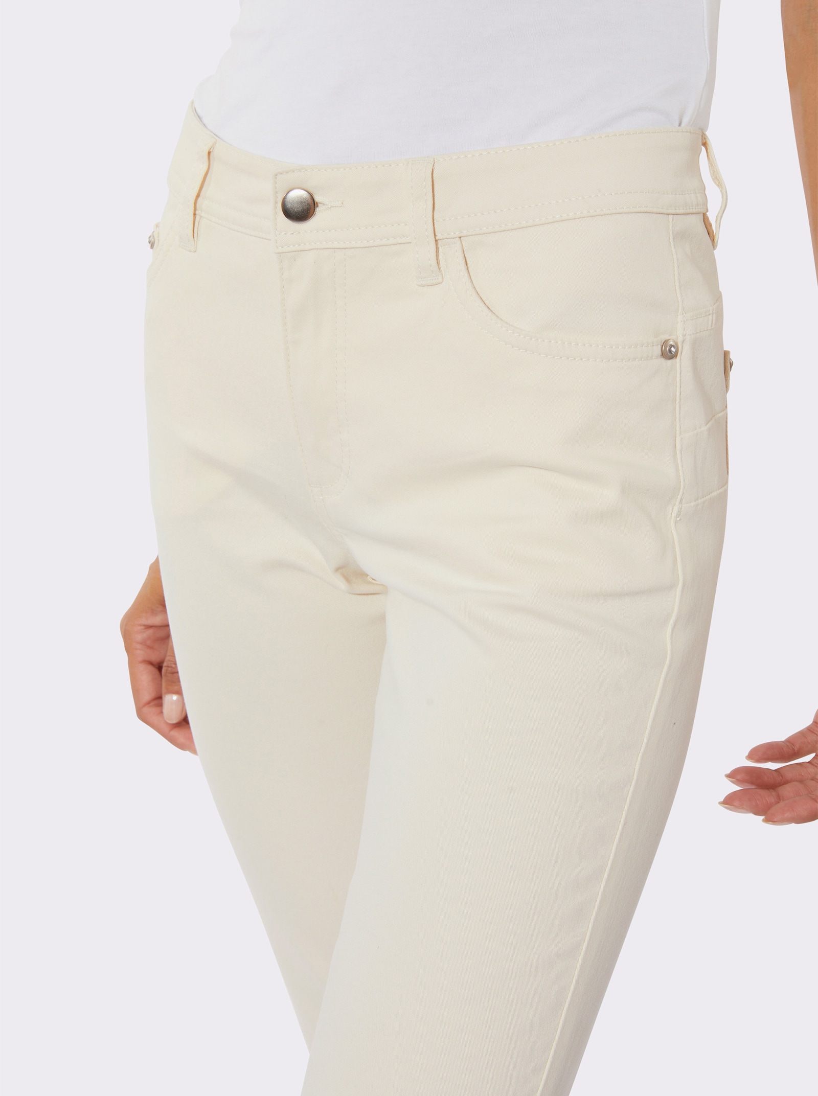 Jean 7/8 en coton extensible - couleur ivoire