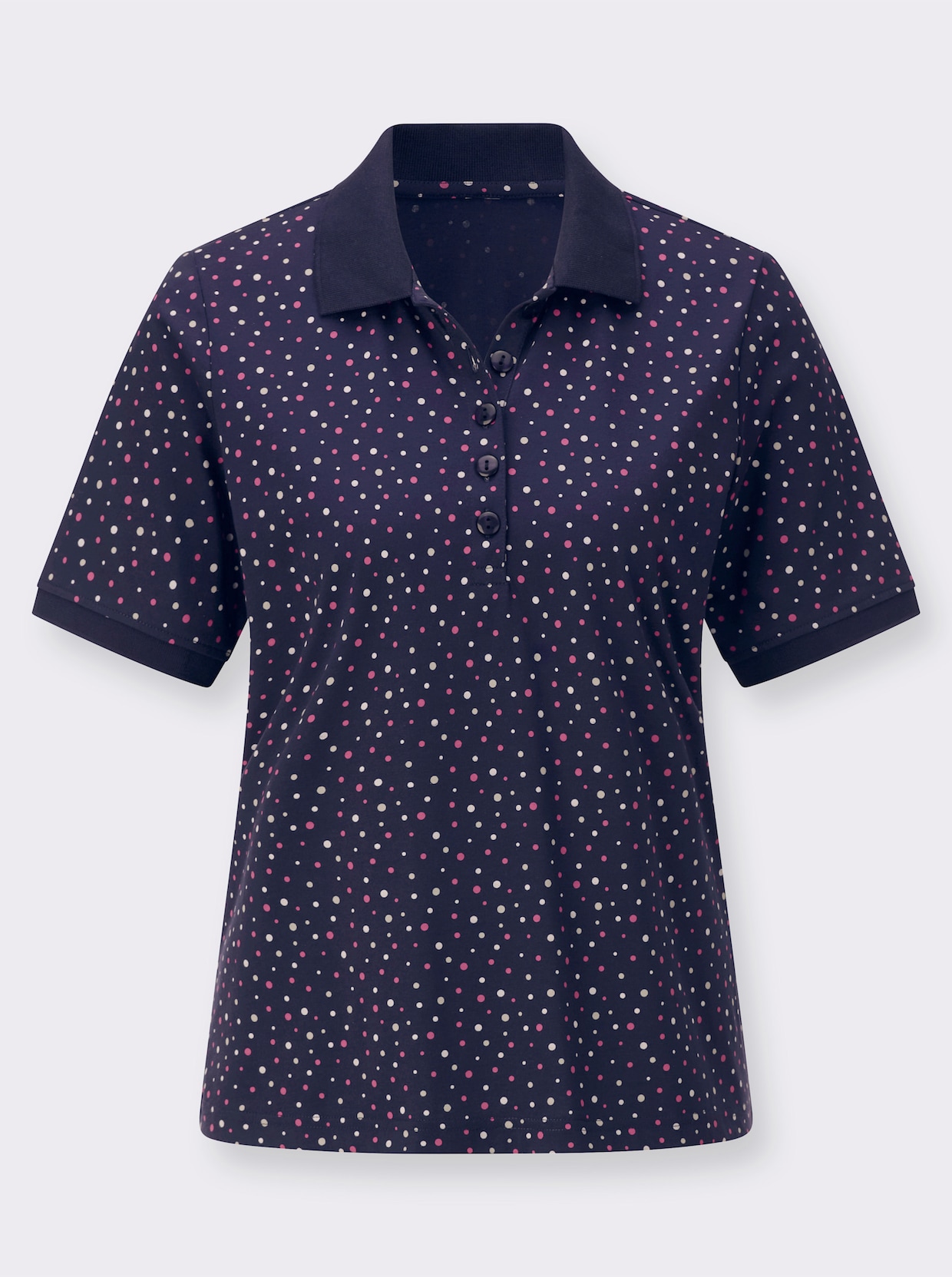 Poloshirt - marine-fuchsia-getupft