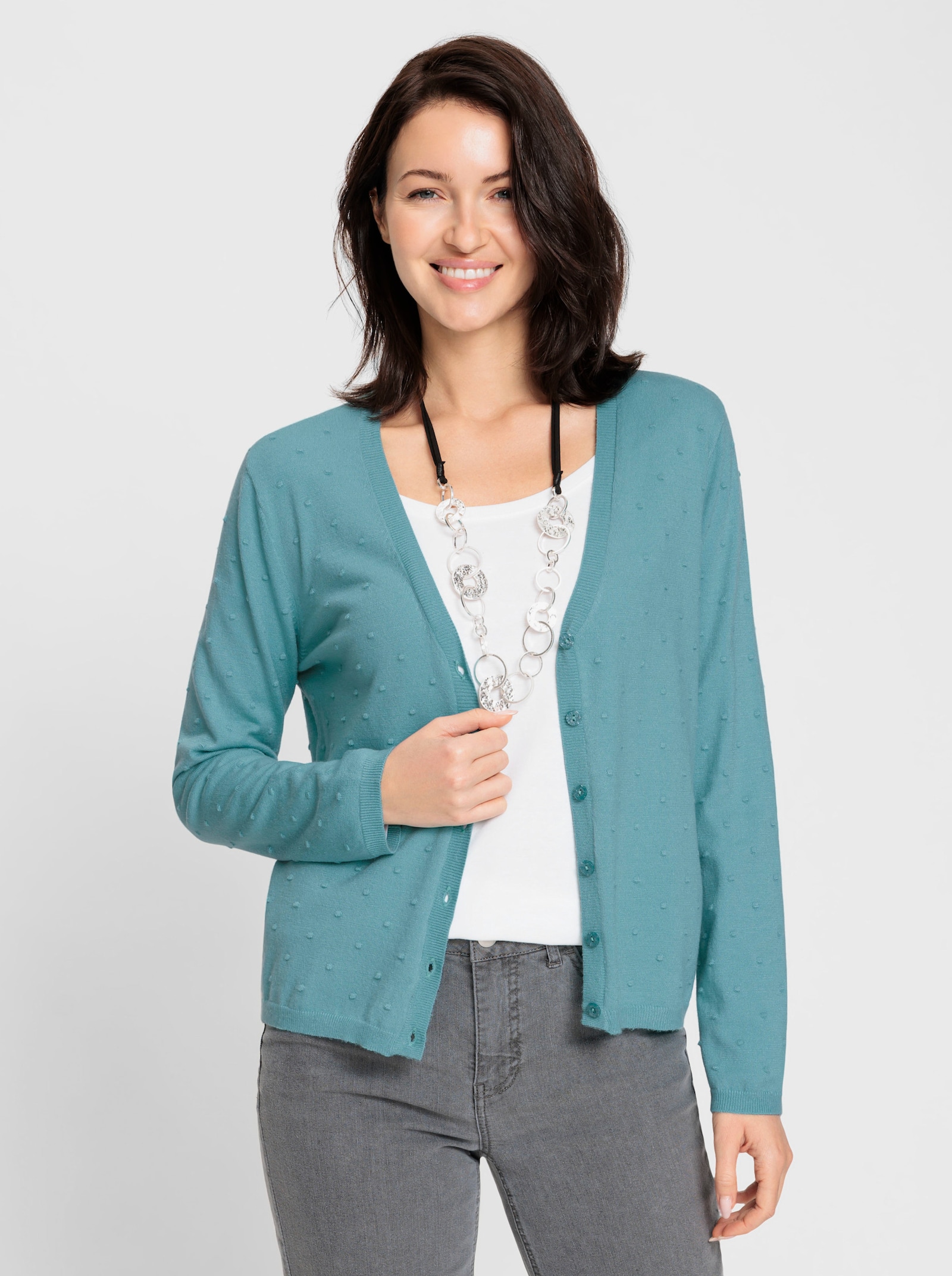 Kardigán, 3D bodky - oceánová