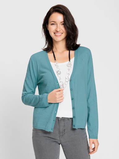 Strickjacke mit 3D-Tupfen - ozean