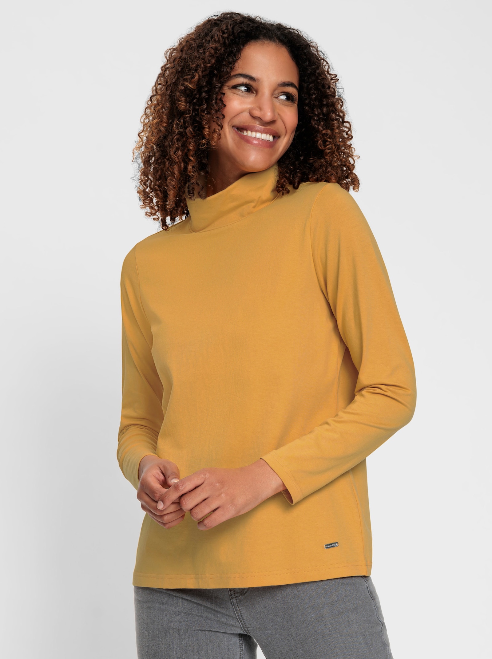Rollkragenshirt mit langen Ärmeln - ocker