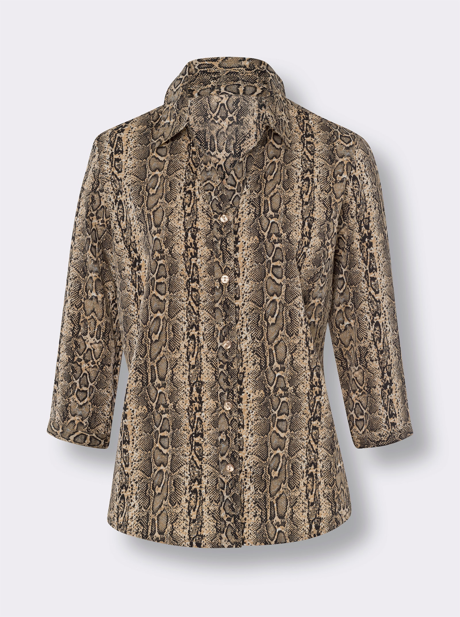 Druckbluse mit Reptil-Muster - camel-sand-bedruckt