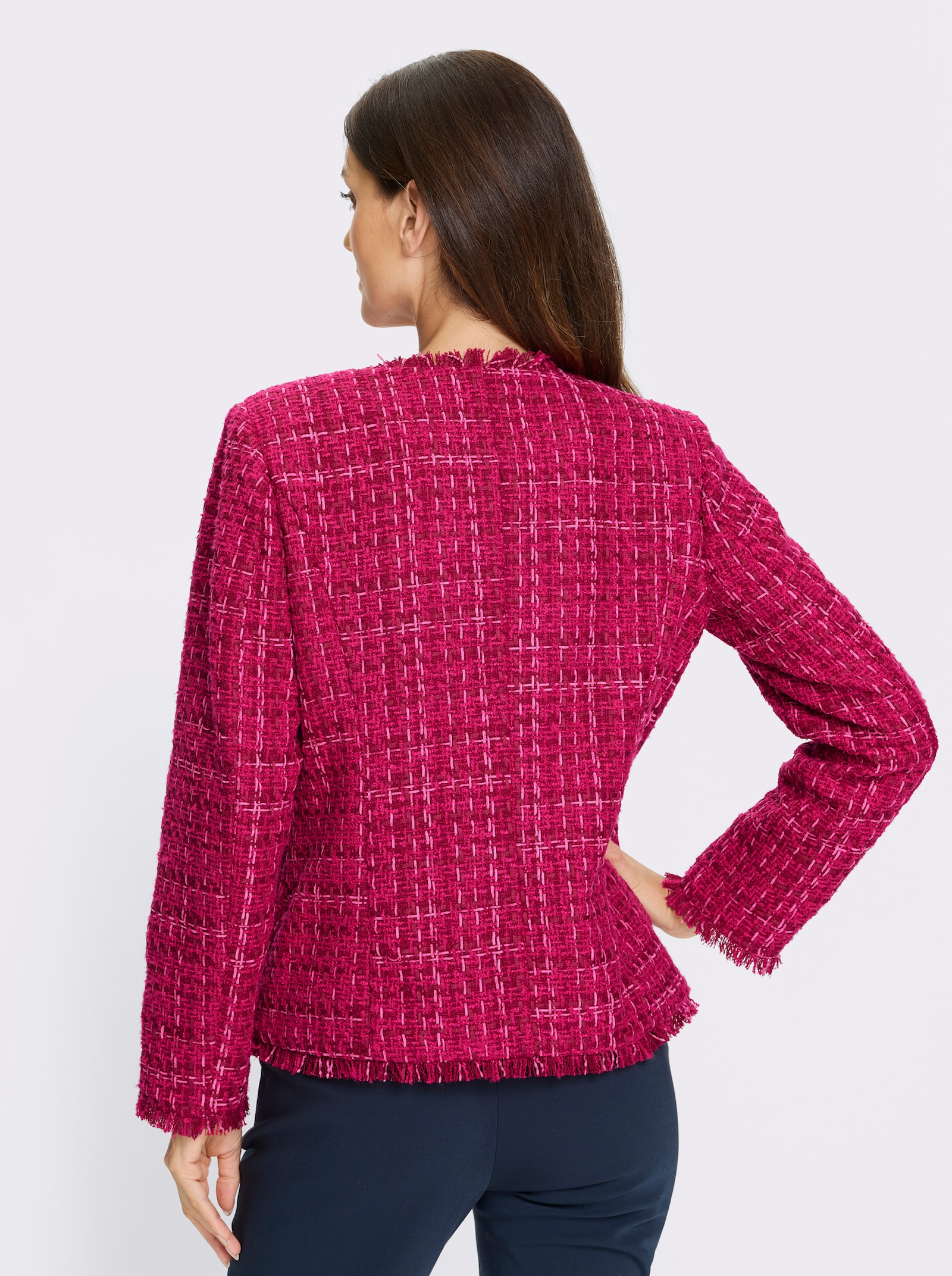 heine Blazer in Bouclé-Qualität - fuchsia-kirsche-meliert