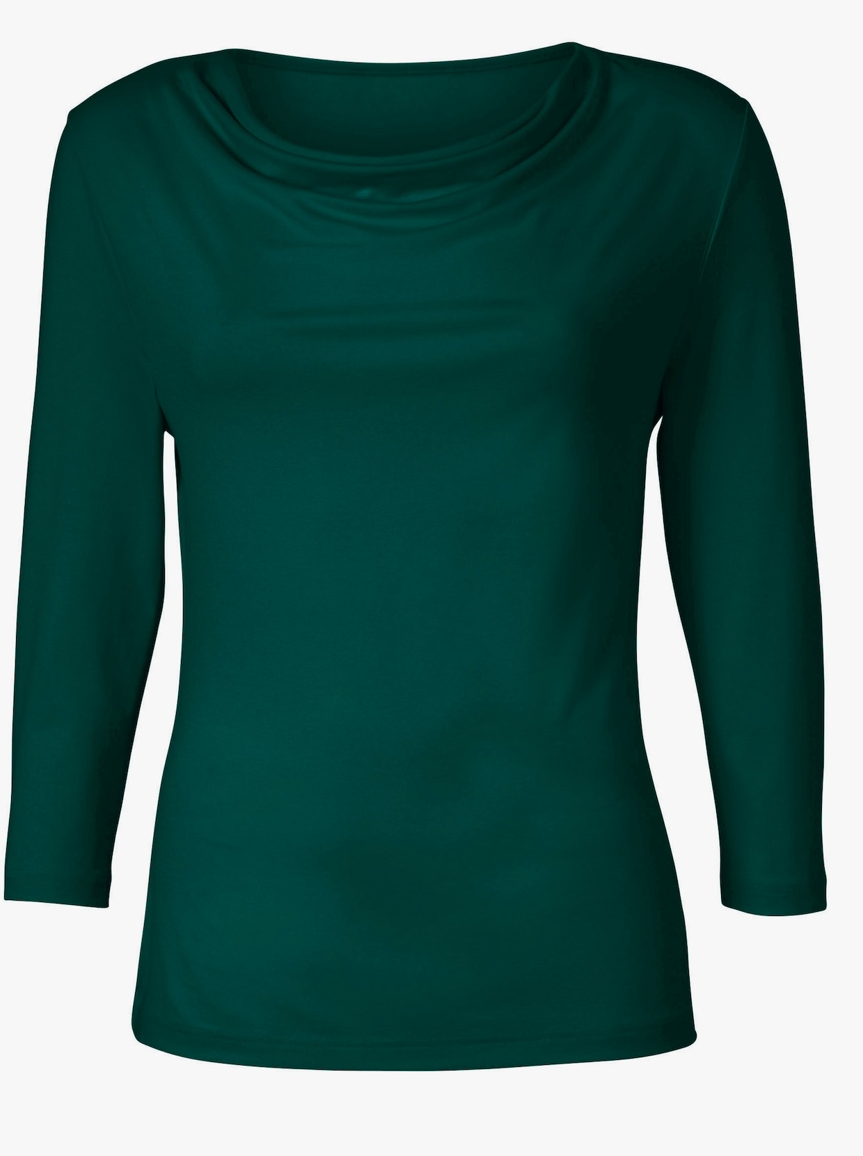 Wasserfallshirt mit 3/4-langen Ärmeln - tannengrün