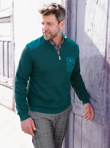 Marco Donati Sweatshirt mit grobem Ripp-Muster, Baumwolle - petrol