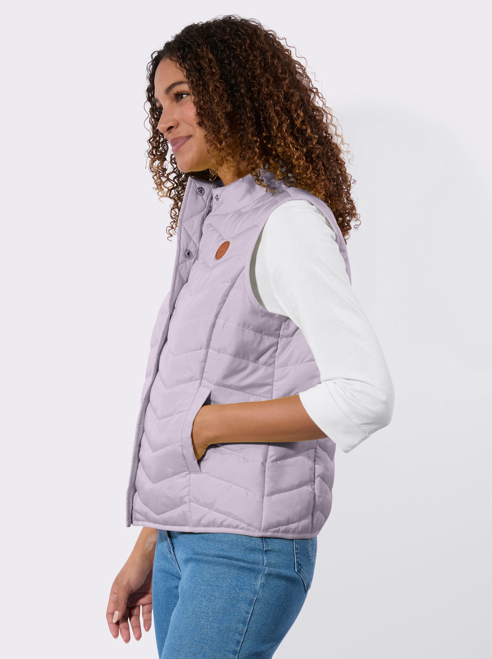 Steppweste im Zickzack-Muster - flieder